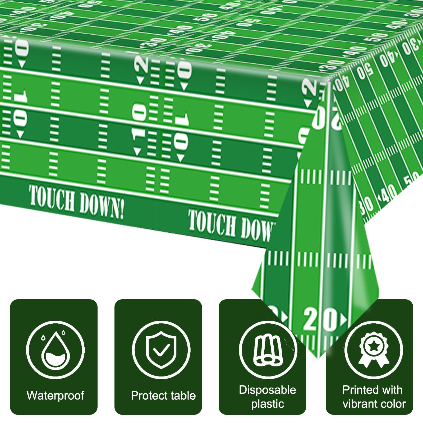 4 Pack Football Party Tablecloths - Disposable Plastic Football Table Cover (87x51 Inches) for Game Day, Tailgate, Birthday Party Decorations & Sports Themed Events - Perfect for Super Bowl, NFL Parties & Football Fan Gatherings