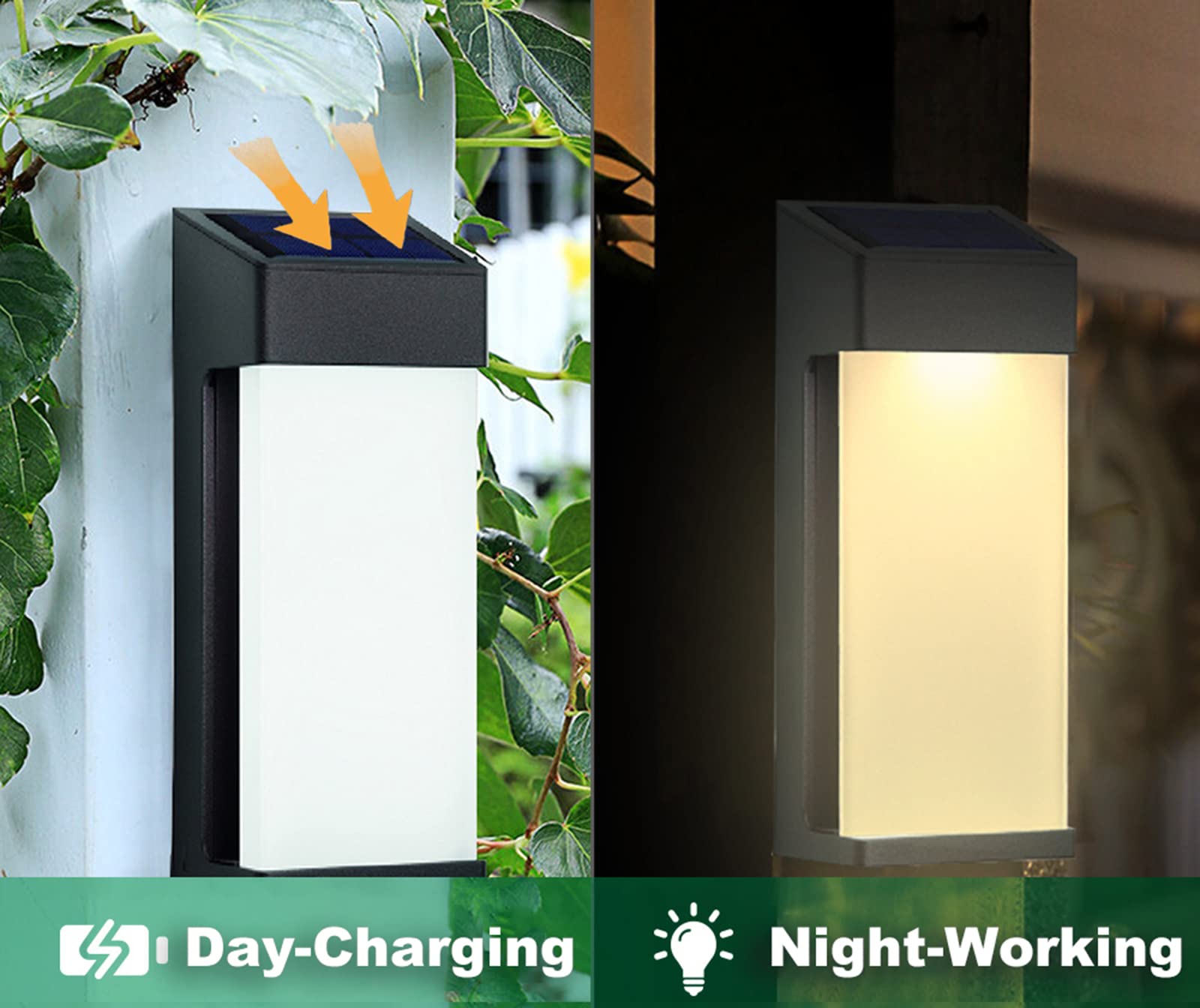 iKenta Solar Outdoor Wall Lights with Dusk to Dawn Sensor - IP44 Waterproof Security Lights for Front Door, Yard, Garage, Garden, Patio & Deck (10LM) - Perfect for Nighttime Safety & Landscape Lighting