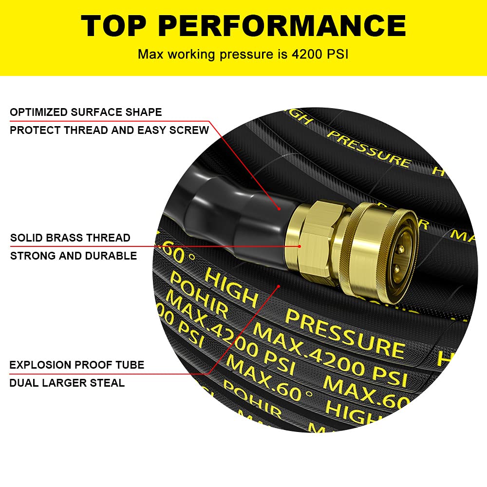 **POHIR 150 FT High Pressure Washer Hose with 3/8