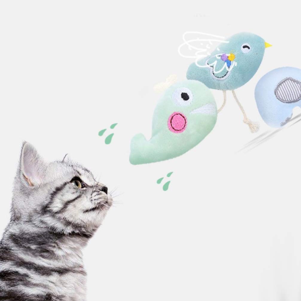 Balacoo Cat Chew Toys - 4pcs Cartoon Animal Shaped Plush Biting Toys for Small, Medium & Large Cats - Teeth Cleaning & Scratch Play - Perfect for Indoor Play, Stress Relief & Dental Health