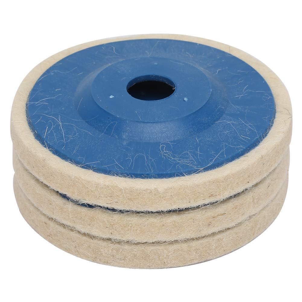 Agatige 3-Pack 4-Inch Wool Felt Polishing Wheel Discs - Premium Buffing Pads for Angle Grinder, Metal & Wood Polishing - Perfect for Automotive Detailing, Jewelry Making & DIY Crafts