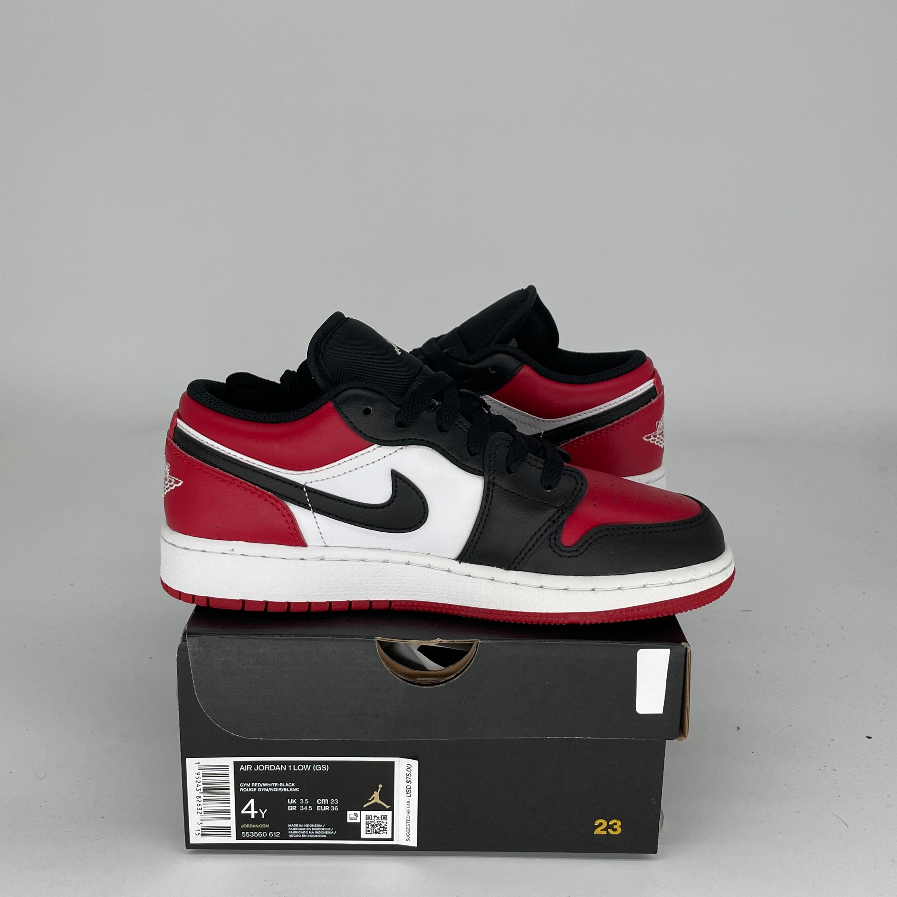 AIR JORDAN 1 BRED TOE Basketball Shoes for Kids Size 4Y - Style 553560-612 | Retro High Top Sneakers for Boys, Girls Sports & Casual Wear