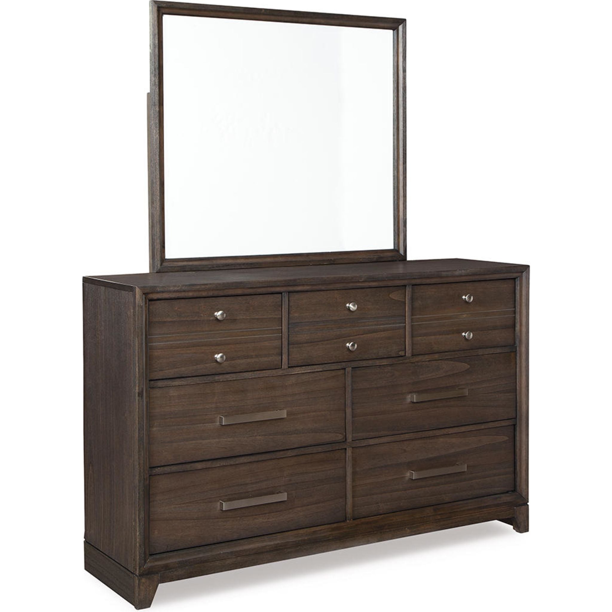 Brueban Dresser and Mirror Set - Rich Brown Finish - Modern Bedroom Dresser with Mirror - Perfect for Bedroom, Living Room, or Entryway Storage