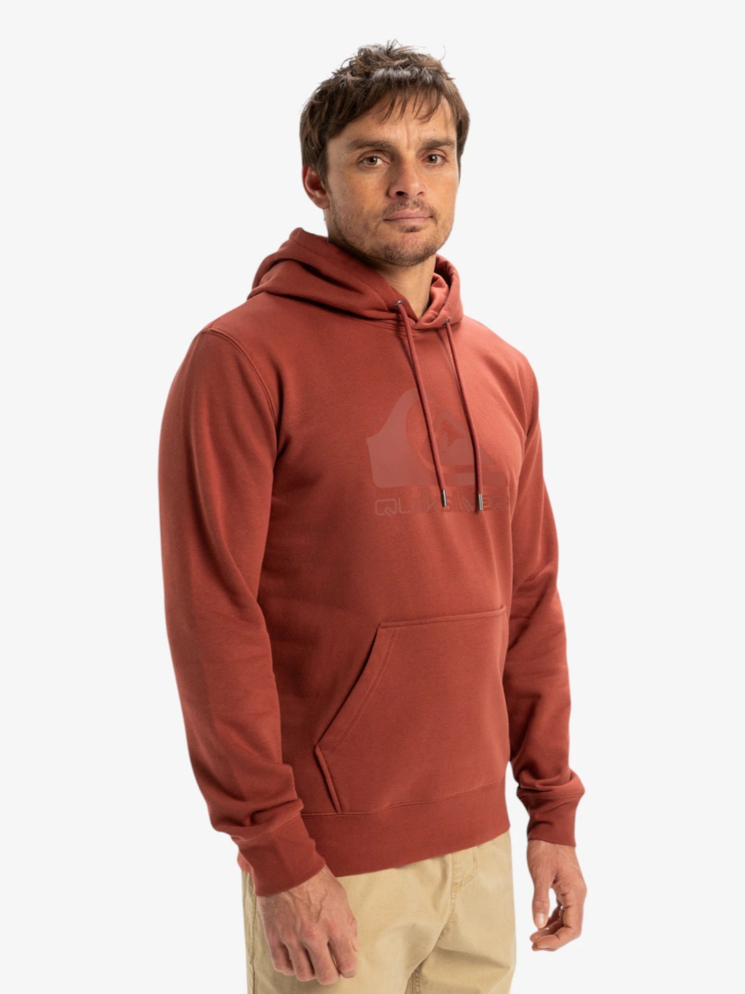 Quiksilver Men's Comp Logo Hoodie - Brick Red | Comfortable & Stylish Pullover for Casual Wear, Outdoor Activities & Street Fashion