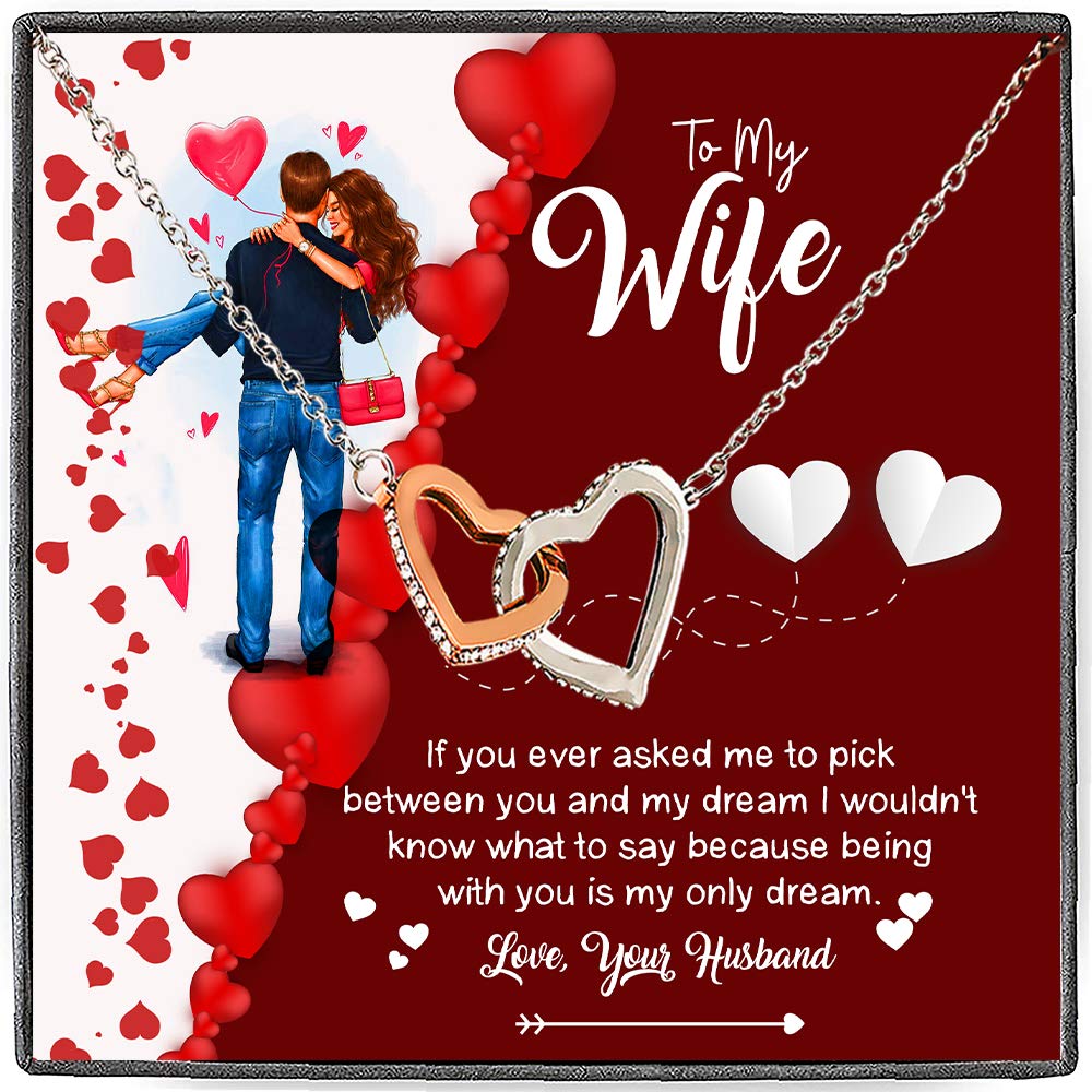 Interlocking Heart Pendant Necklace for Women - Gold & Silver Couple Jewelry Gift for Wife - Birthday, Christmas, Valentine's Day Present - Perfect for Anniversaries, Date Nights, and Romantic Occasions
