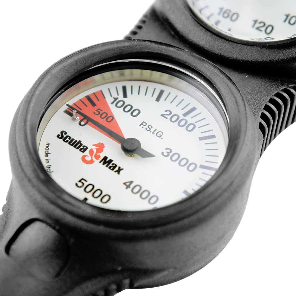 ScubaMax GA-07 Two-Gauge Console - Professional Dive Computer with Depth & Air Pressure Monitoring for Scuba Diving, Snorkeling & Underwater Exploration