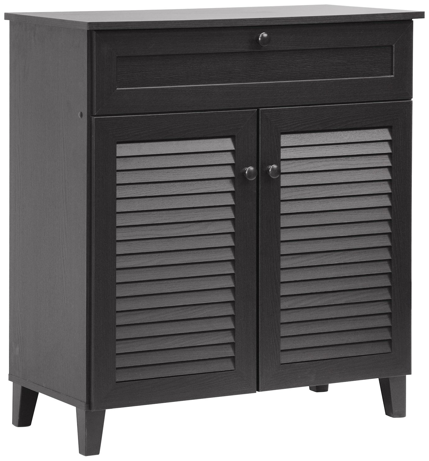 Baxton Studio Calvin Shoe Storage Cabinet - Espresso Brown Wooden Shoe Rack Organizer for Entryway, Closet & Bedroom Organization