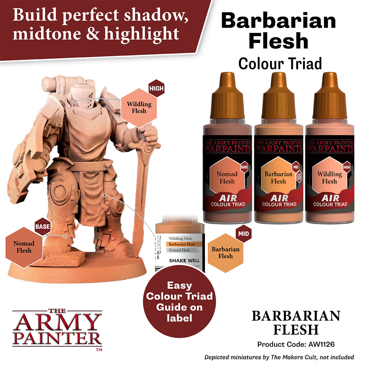 Warpaints Air: Barbarian Flesh - Premium Miniature Paint Set for Tabletop Gaming & Warhammer 40K Models - Perfect for Fantasy RPGs and Wargaming Scenes
