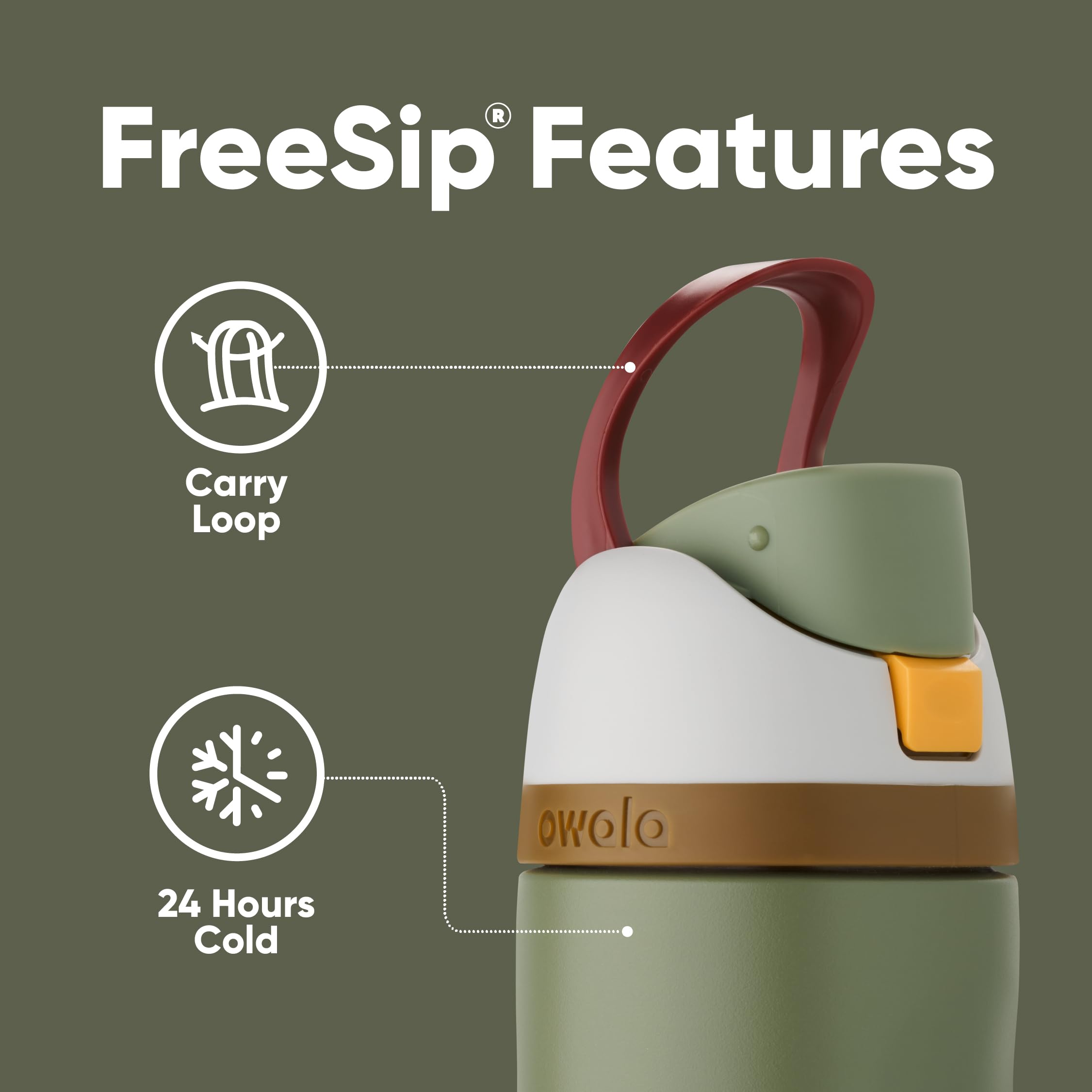 Owala Star Wars FreeSip Insulated Stainless Steel Water Bottle with Straw - 24oz BPA-Free Leak Proof Water Bottle for Sports, Gym, Hiking & Travel - Boba Fest Design for Kids & Adults