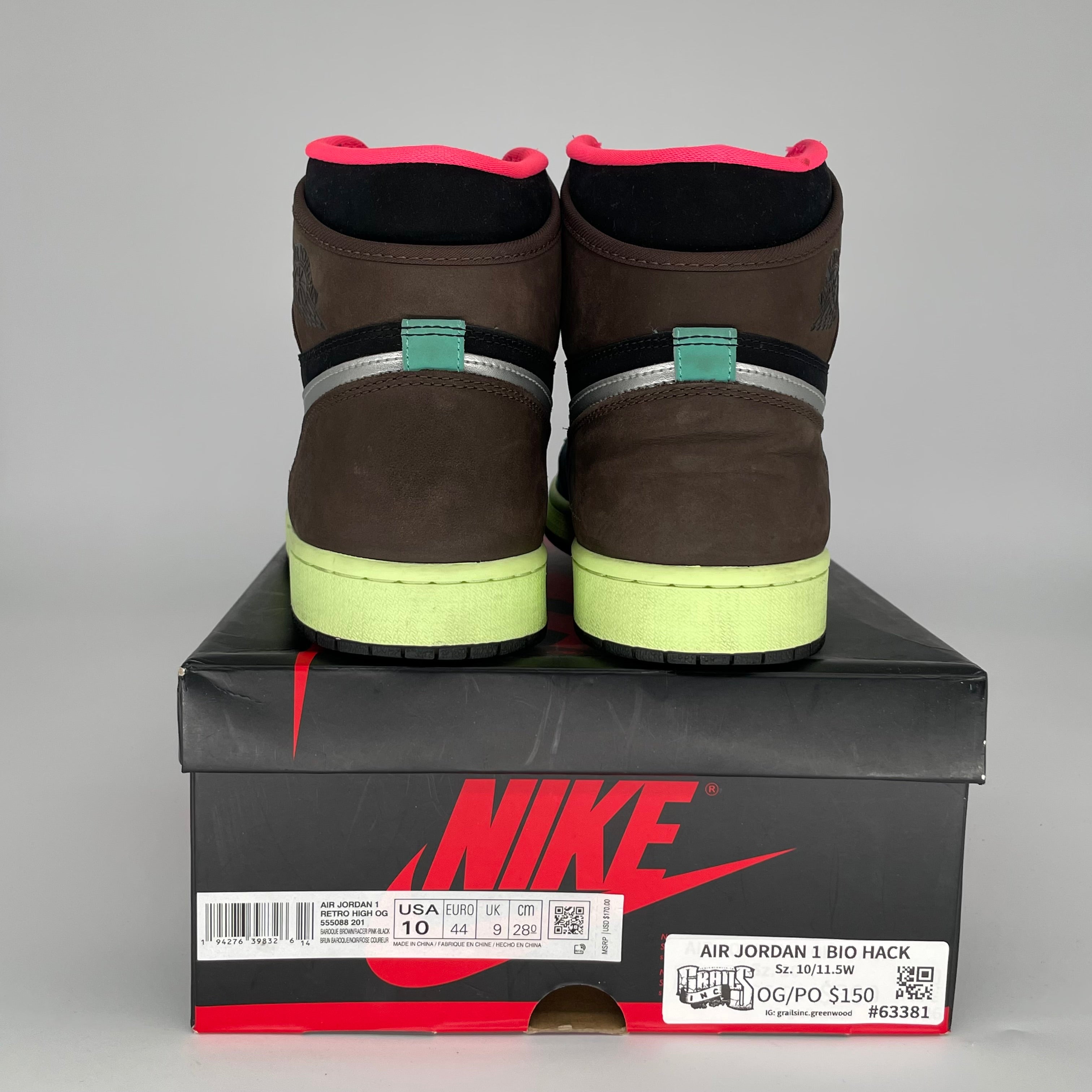 AIR JORDAN 1 BIO HACK Sneakers Men's Size 10 - 555088-201 Retro High OG Basketball Shoes for Streetwear & Casual Outfits