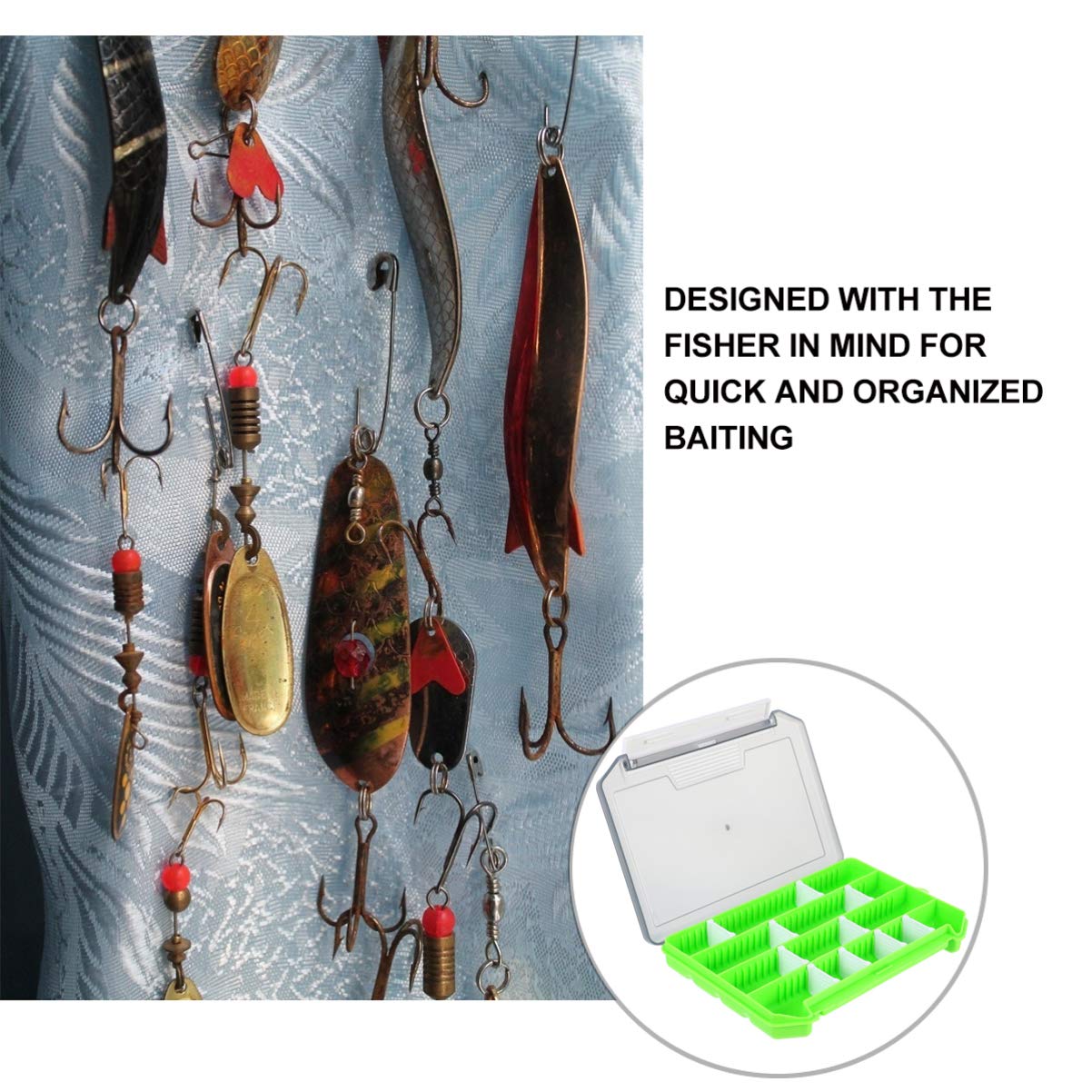 BESPORTBLE Waterproof Fishing Tackle Box with Adjustable Dividers - Portable Fishing Lure Organizer Case for Hooks, Baits & Tools - Perfect for Bass, Trout & Saltwater Fishing Trips