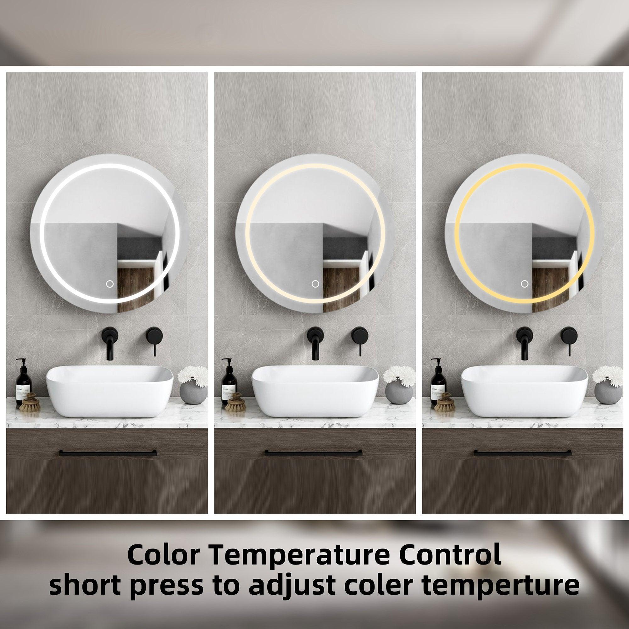 26 Inch LED Round Bathroom Medicine Cabinet with Mirror - 30