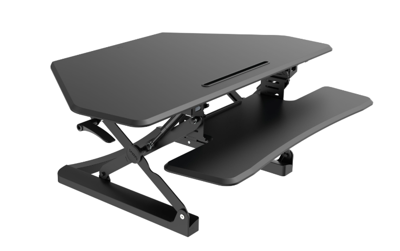 Ergonomic ARISE Corner Desk Riser with Free Anti-Fatigue Mat - Adjustable Standing Desk Converter for Home & Office Workspace (Ideal for Computer, Laptop, Monitor Setup)
