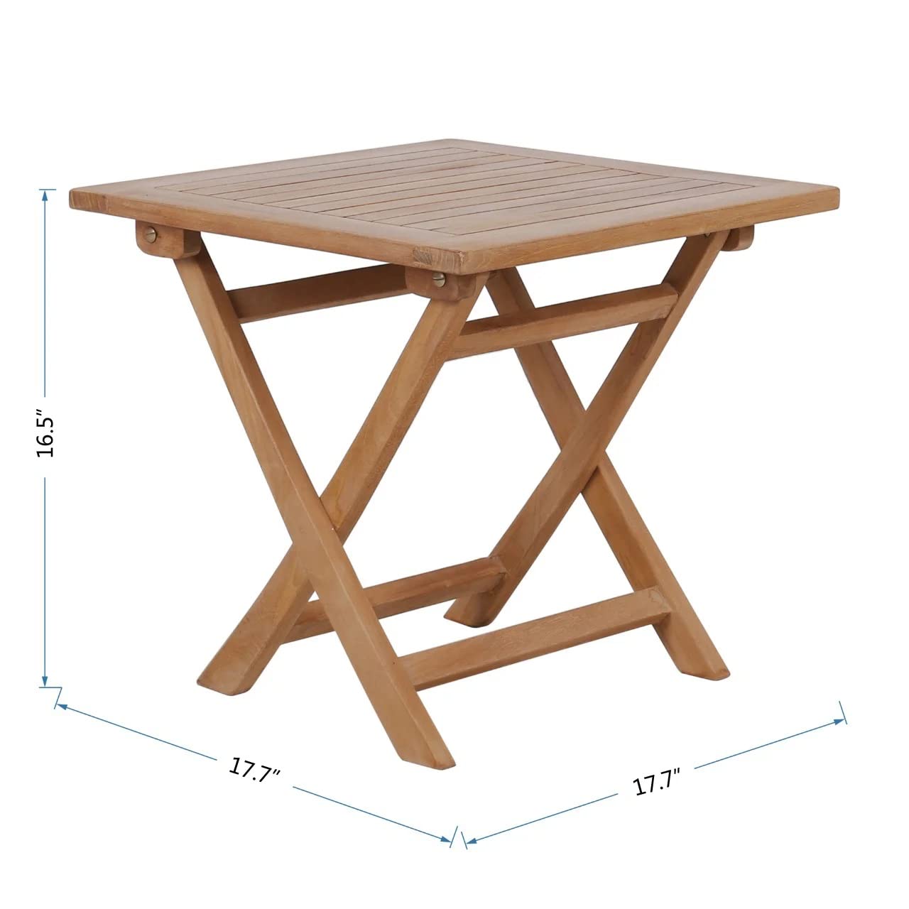 Eco-Friendly Folding Side Table for Patio - Solid Teak Wood Outdoor Foldable Dining Table | Portable Square Coffee Table for Backyard, Porch, Balcony & Garden | Perfect for Outdoor Entertaining, Relaxing & Small Space Living (Teak)
