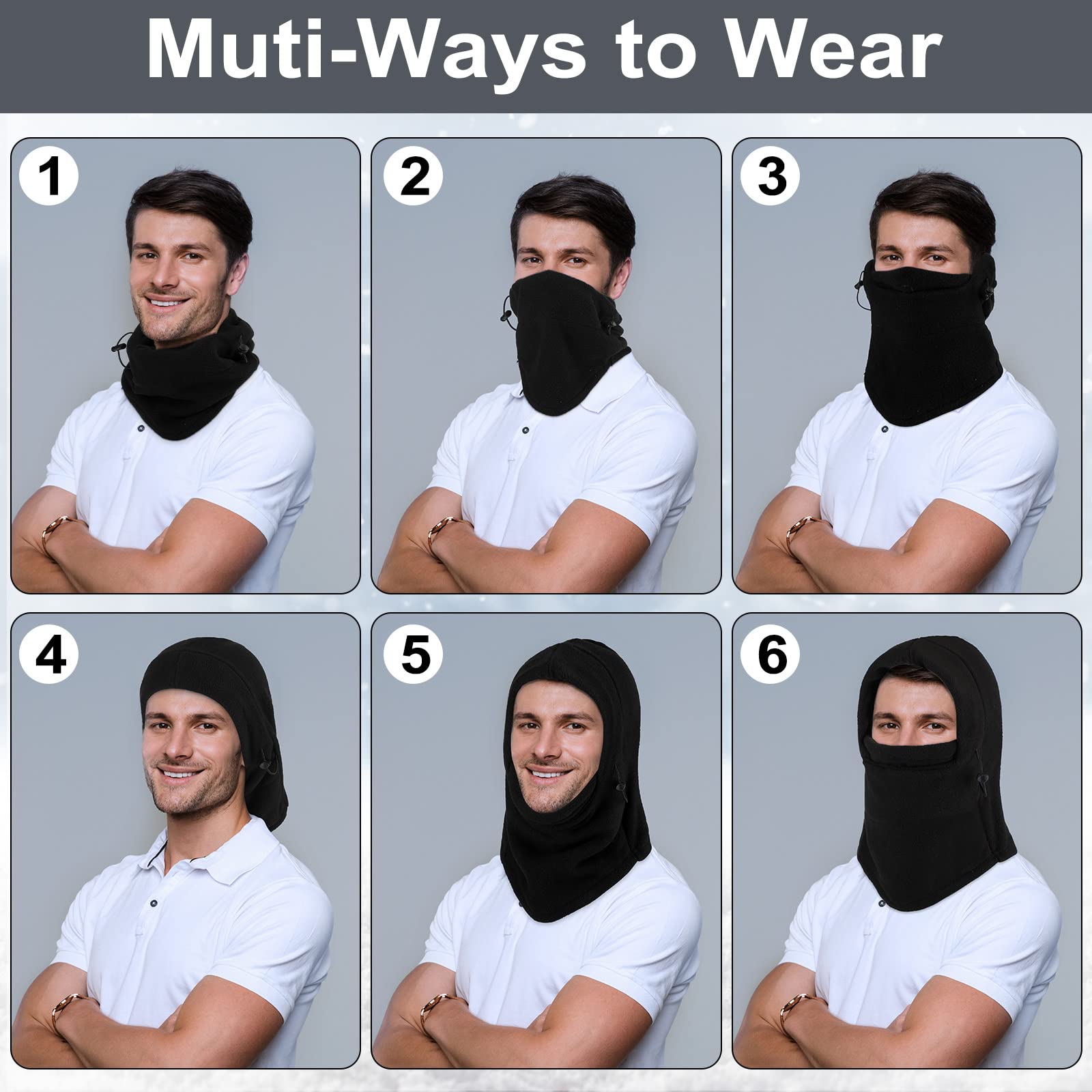 Frienda 4 Pack Balaclava Ski Mask - Windproof Fleece Face Cover for Men & Women - Adjustable Winter Face Mask for Skiing, Snowboarding & Outdoor Activities