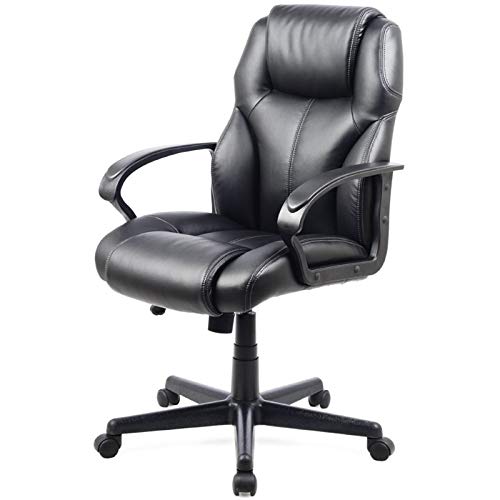 Atlin Designs Adjustable Height Black Polyurethane Managerial Office Chair - Ergonomic Executive Desk Chair for Home Office & Corporate Workspaces