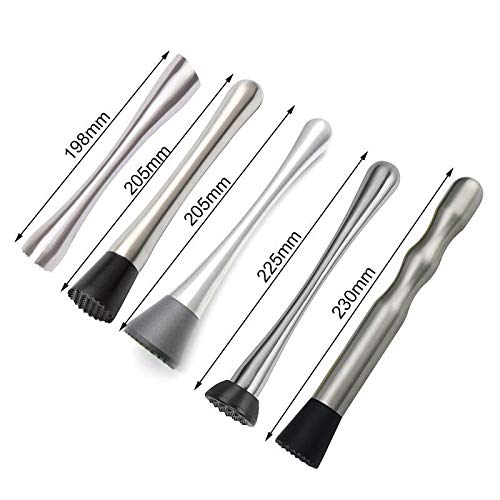 Premium Stainless Steel Cocktail Muddler - Bar Mixer Tool for Mojito, Fruit Juice & Crushed Ice - Professional Bartender Utensil Set Accessory (Black) - Perfect for Home Bars, Parties & Mixology Enthusiasts