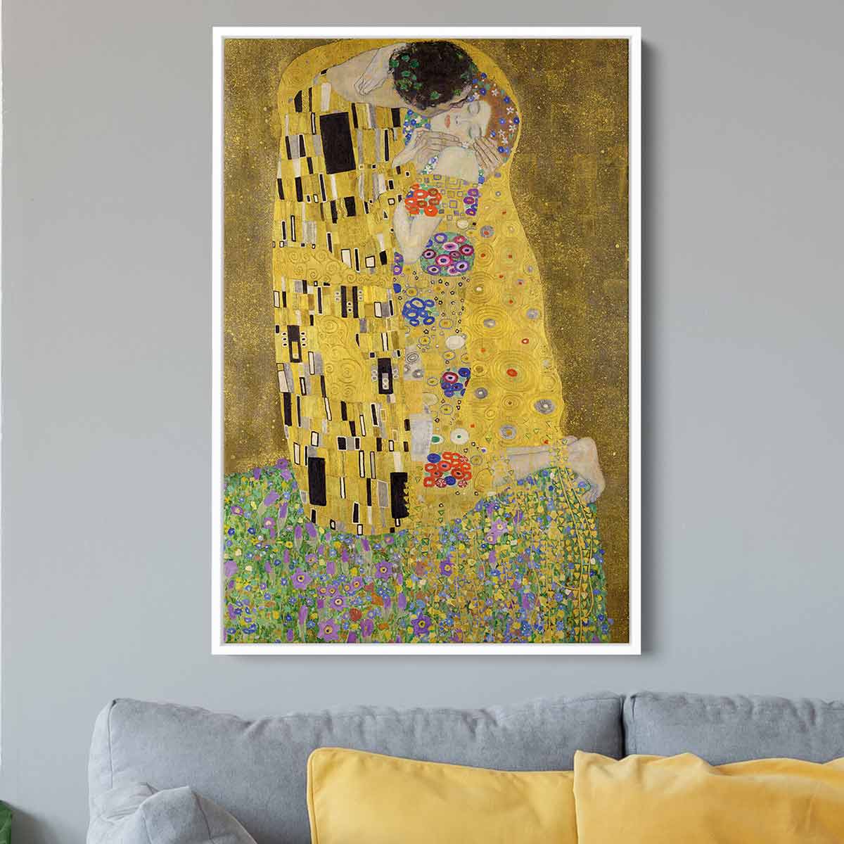 Beige The Kiss Wall Art Canvas Print 7949 - Romantic Home Decor for Living Room & Bedroom