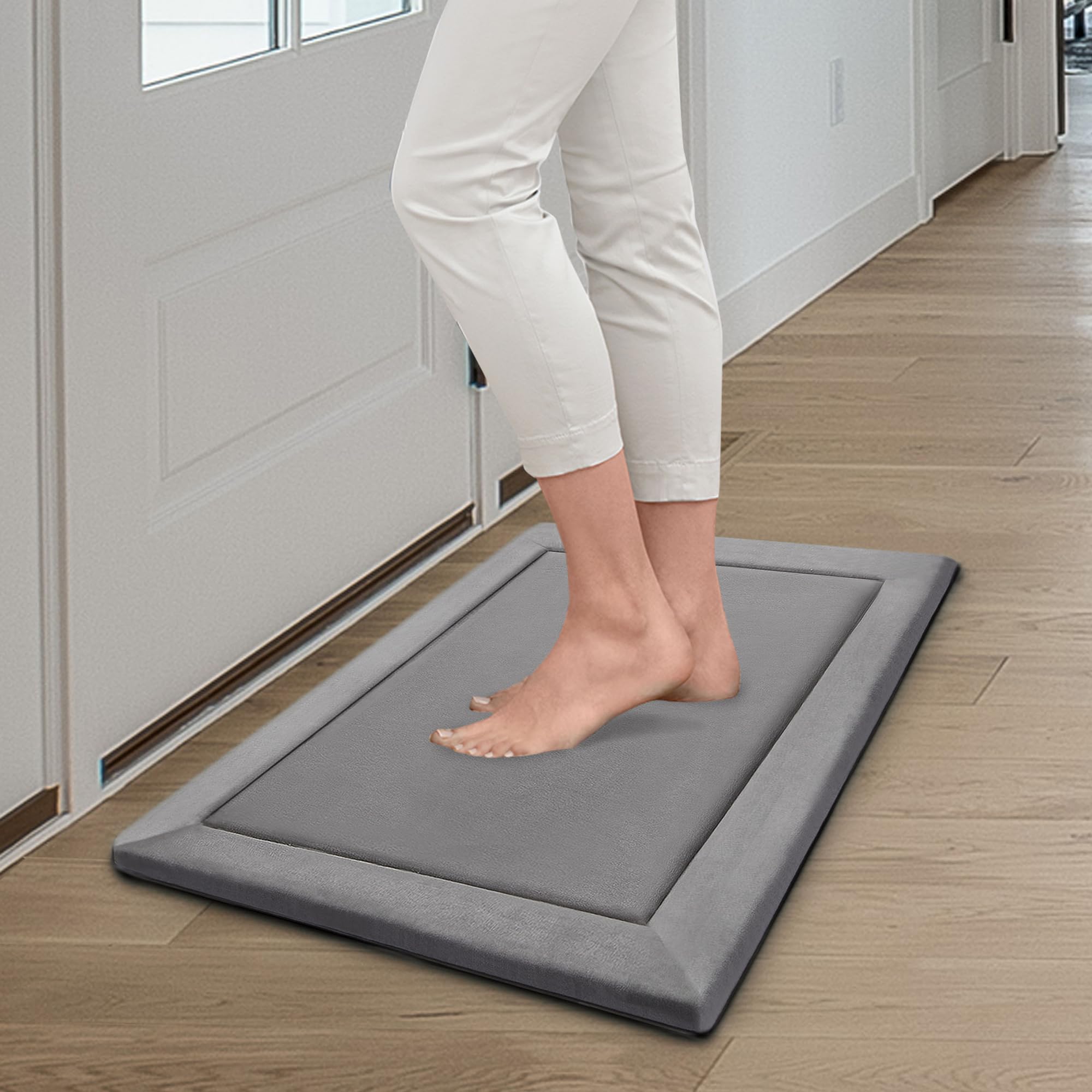Premium Microdry Memory Foam Area Rug - Ultra Soft Microfiber Carpet with Built-in Rug Pad, Stain & Fade Resistant - Perfect for Living Room, Bedroom, Kids Room (2'x3', Light Grey) | Cozy Home Decor & Floor Protection