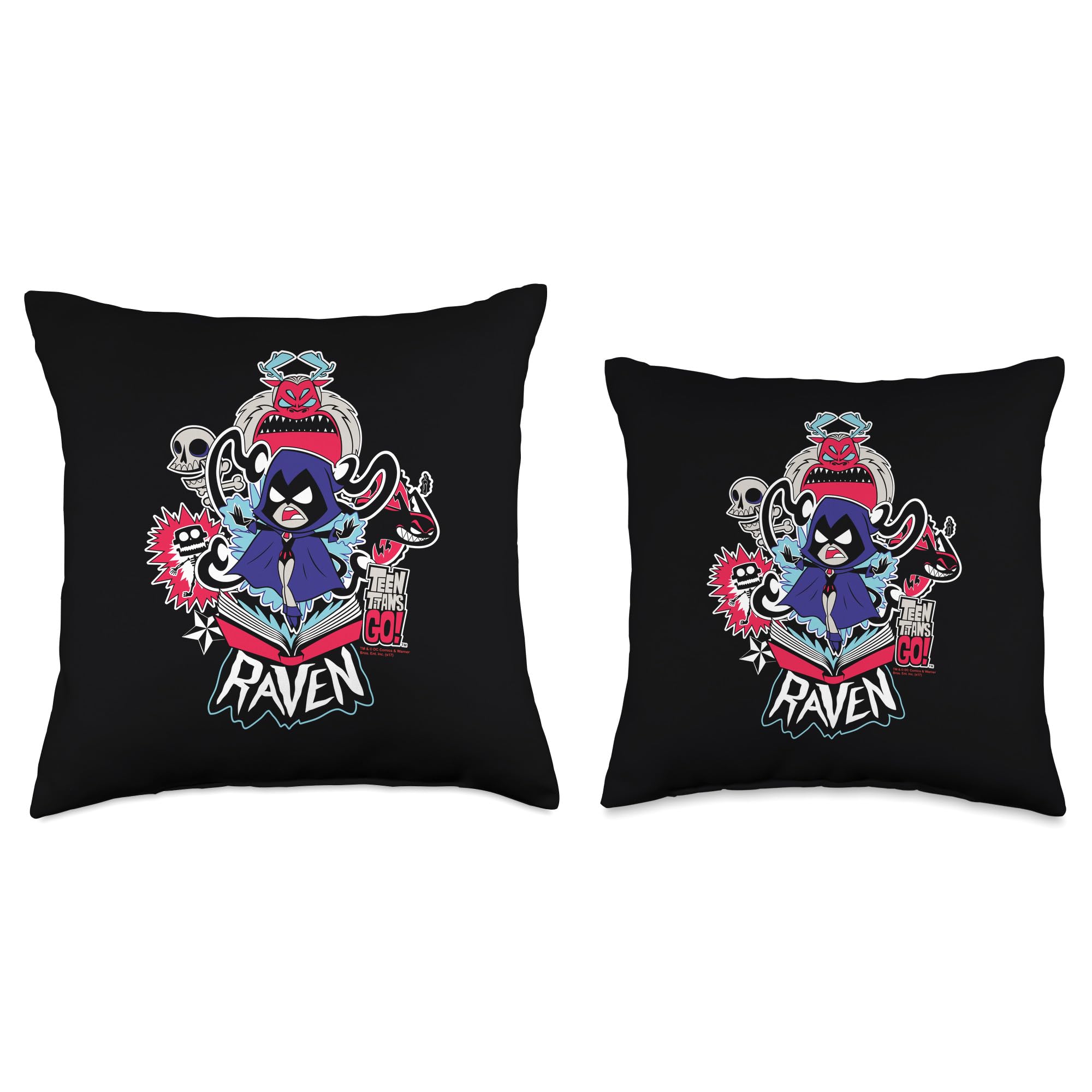Teen Titans Go! Raven Throw Pillow - Soft Anime Cushion for Bed, Sofa & Gaming Chair - DC Comics Superhero Home Decor Gift for Fans