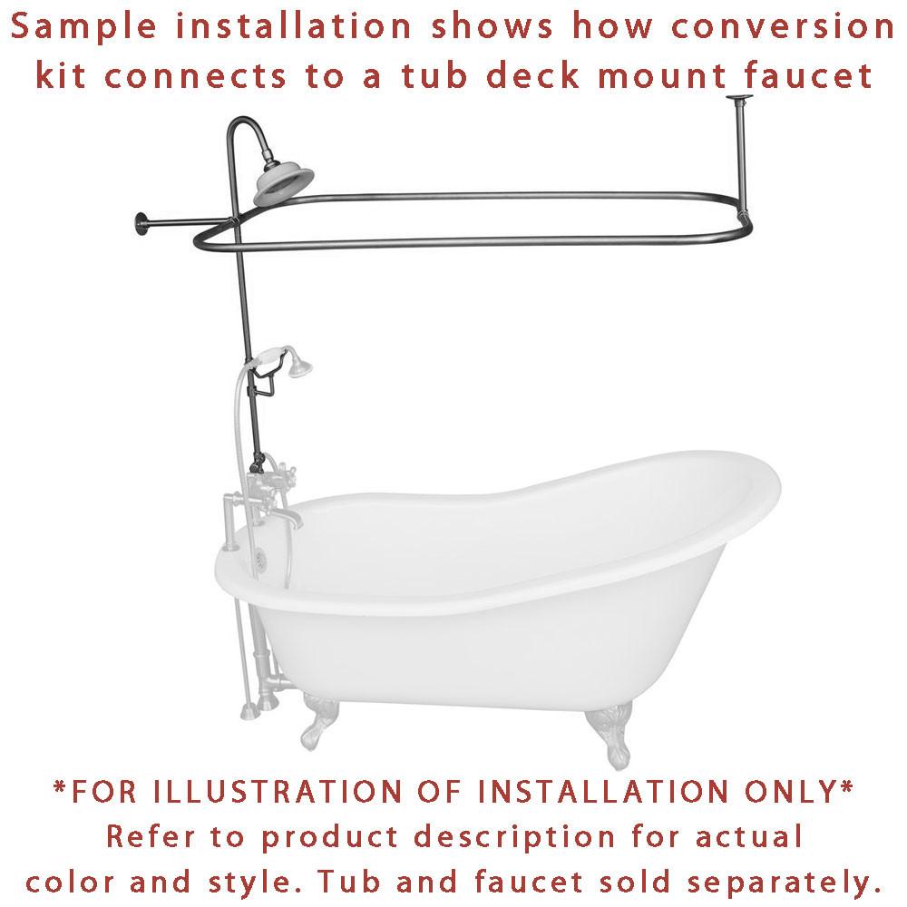 Chrome Clawfoot Tub to Shower Conversion Kit with Enclosure & Curtain Rod 10060C - Vintage Bathroom Upgrade for Classic & Modern Homes