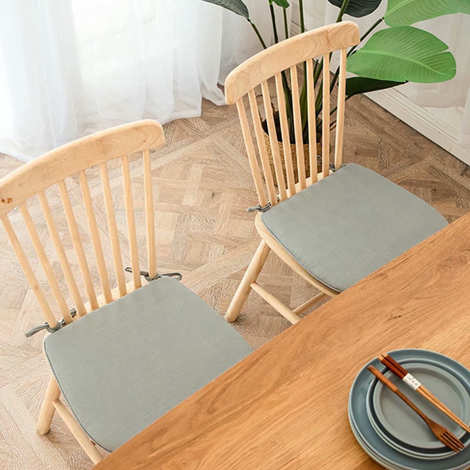 6 Pack Non-Slip U-Shaped Dining Chair Cushions - Gray Lace-Up Kitchen Chair Pads for Comfort & Style | Perfect for Dining Rooms, Breakfast Nooks & Home Decor
