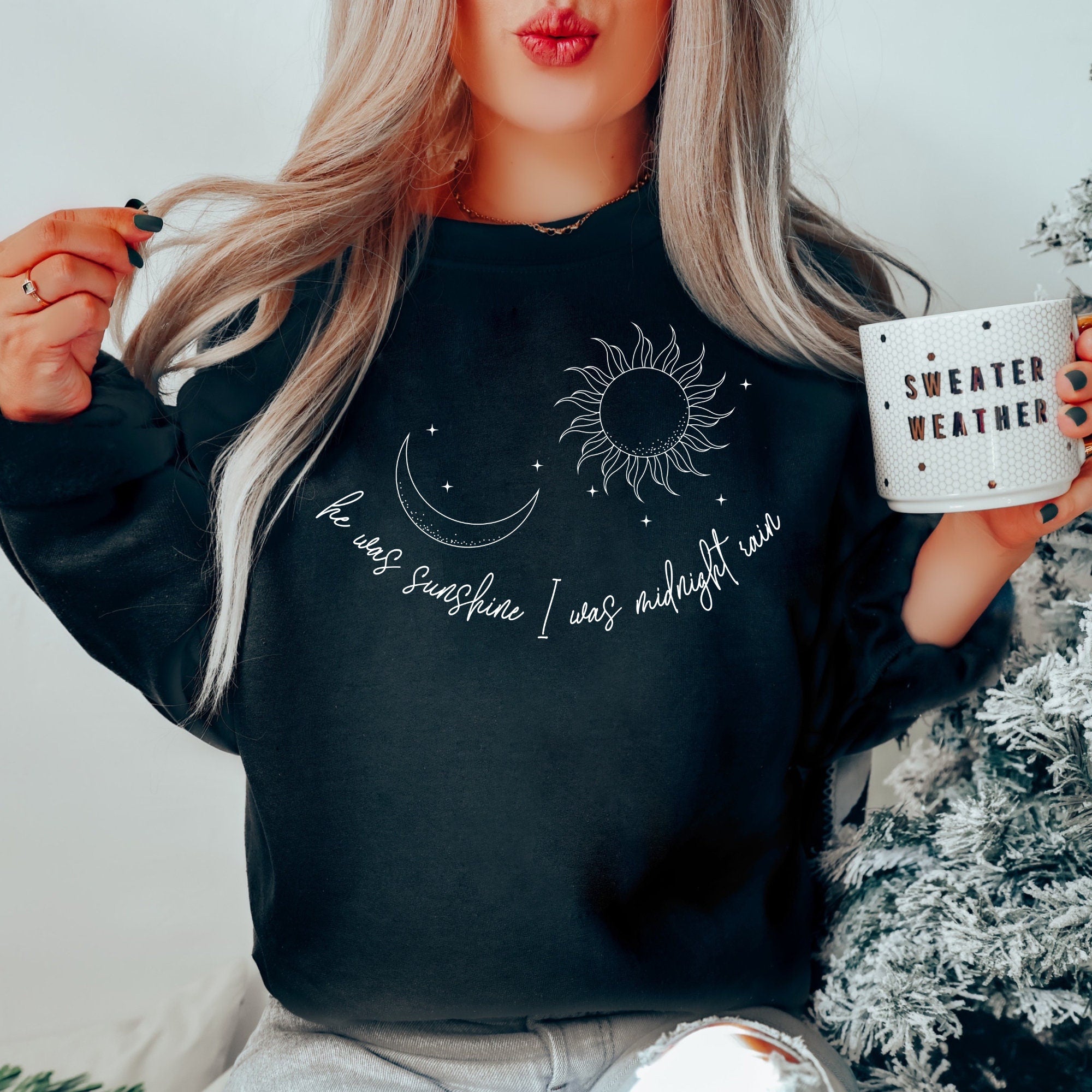 Midnight Rain Crewneck Sweatshirt | Taylor Swift Merch | He Was Sunshine I Was Midnight Rain Lyrics | Swiftie Gift | TS Midnight Merch | Perfect for Concerts, Gifts & Fan Collections