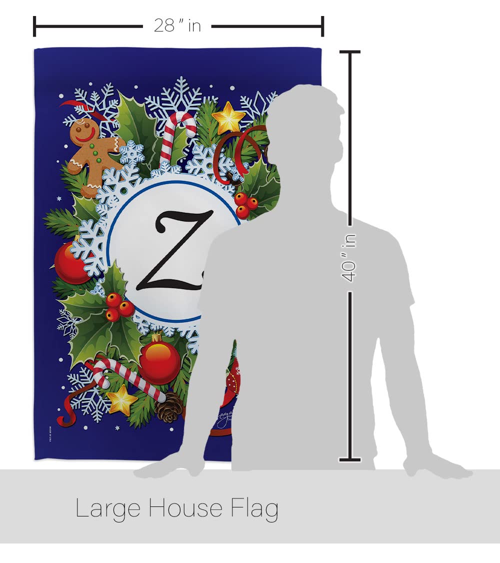 Z Initial Winter Wonderland House Flag Set 28x40 - Outdoor Holiday Decor