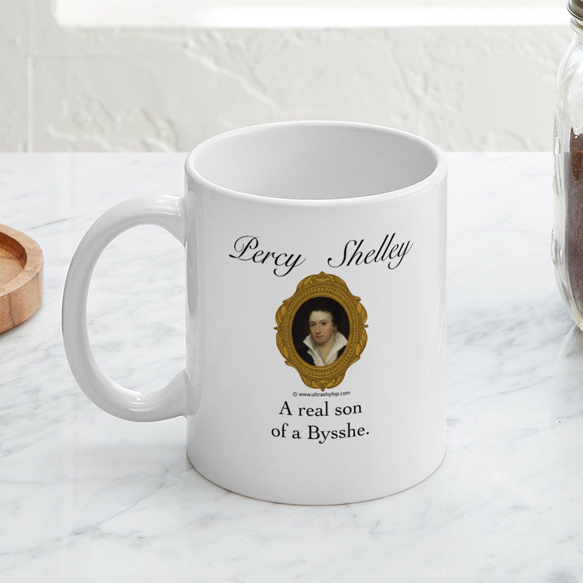 Percy Shelley 11 oz (325 ml) Ceramic Coffee Mug - Perfect for Tea, Hot Chocolate & Office Use - Literary Gift for Book Lovers & Poetry Fans