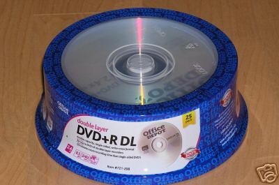 Office Depot DVD+R DL 25 Pack - Recordable Double Layer DVDs for Data Storage & Backup