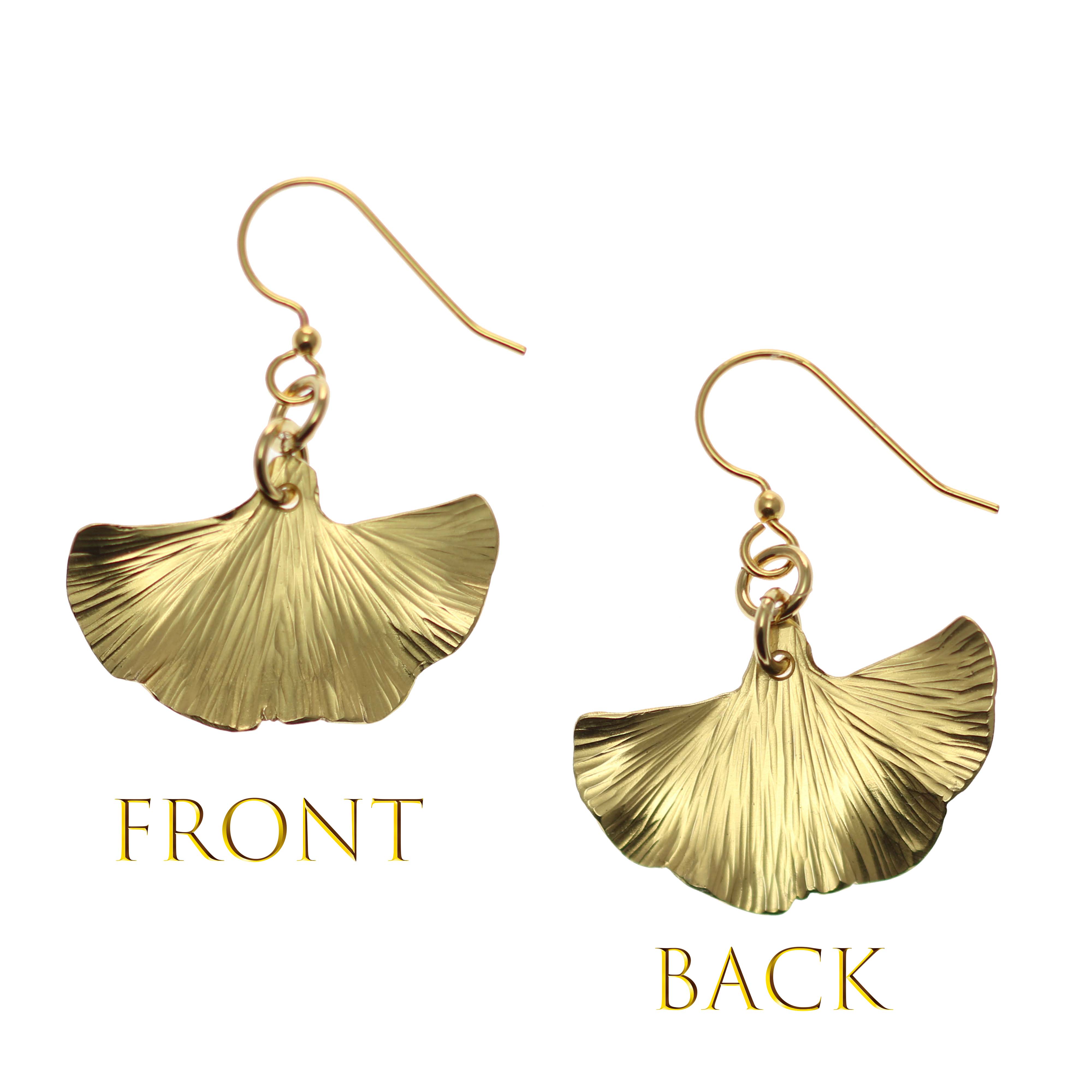Elegant Small Nu Gold Brass Ginkgo Leaf Earrings for Women - Dainty Boho Nature-Inspired Jewelry - Perfect for Everyday Wear, Parties & Gifts