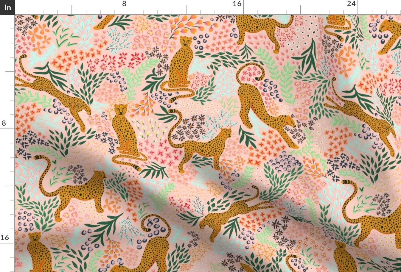 Modern Animal Print Boho Jungle Coral Pink Mustard Abstract Botanical Minky Fabric by The Yard - Soft Plush Material for Sewing Baby Blankets, Quilt Backing & DIY Projects - Perfect for Nursery Decor, Home Textiles & Crafting