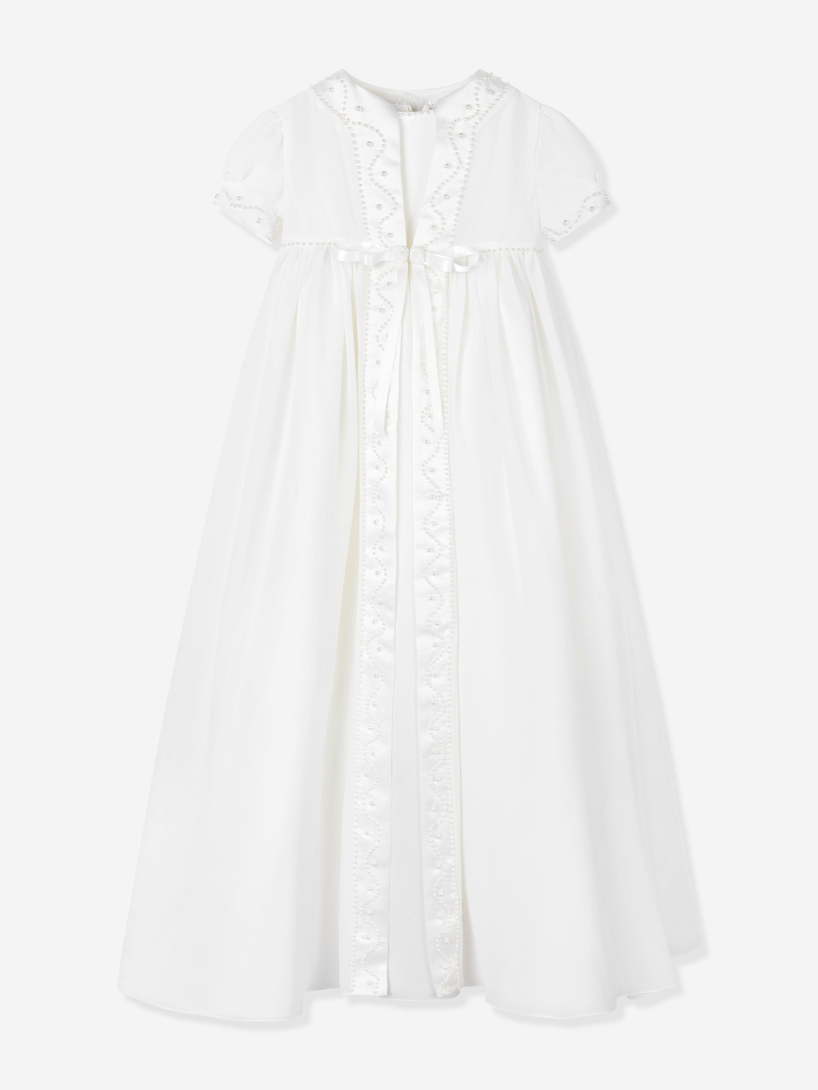 Ivory Christening Gown Set for Baby Girls - Elegant Baptism Dress, Coat & Bonnet - Perfect for Christenings, First Communion & Special Occasions