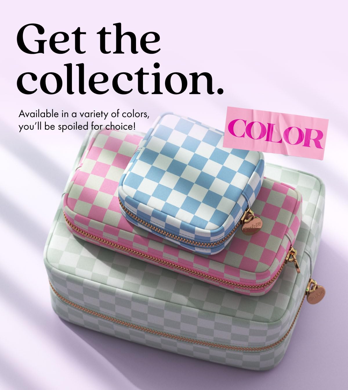 Stylish Nylon Makeup Bag for Women & Girls - Travel Cosmetics Pouch with Zipper, Cute Toiletry Organizer for Skincare & Makeup Storage - Perfect for Travel, Gym, and Daily Use - Sand Checkered Design
