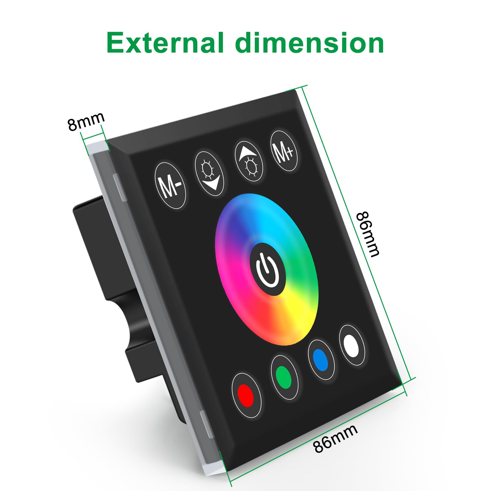 RGBW LED Light Strip Controller - 4 Channel Touch Panel Dimmer for DC12V-24V 16A RGB/RGBW LED Strips | Wall-Mounted Smart Lighting Control | Perfect for Home Theater, Bedroom Mood Lighting & DIY LED Projects