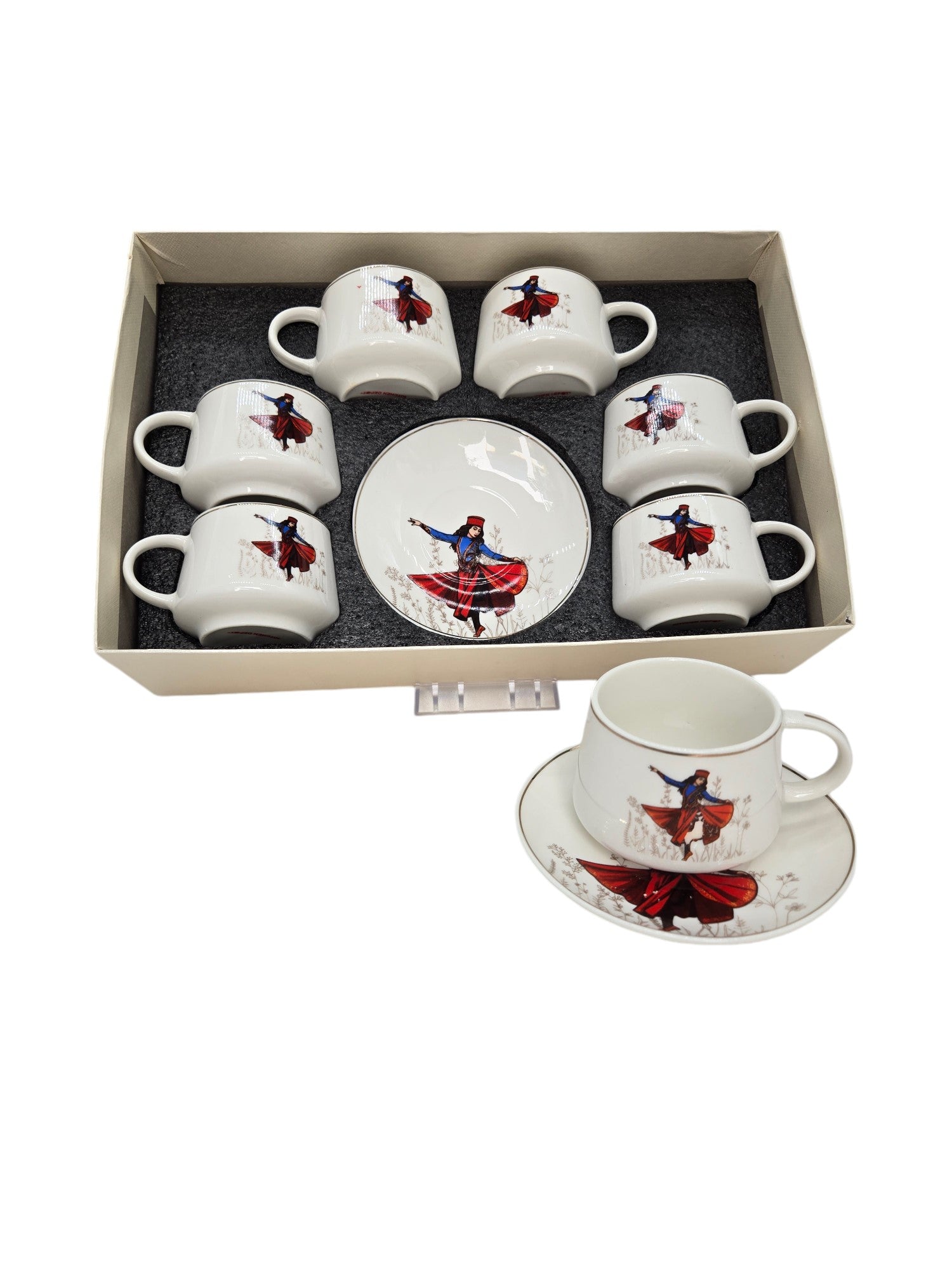 Premium 6-Piece Coffee Set - Durable Porcelain Cups & Saucers for Espresso, Latte & Cappuccino - Perfect for Home, Office & Cafe Use
