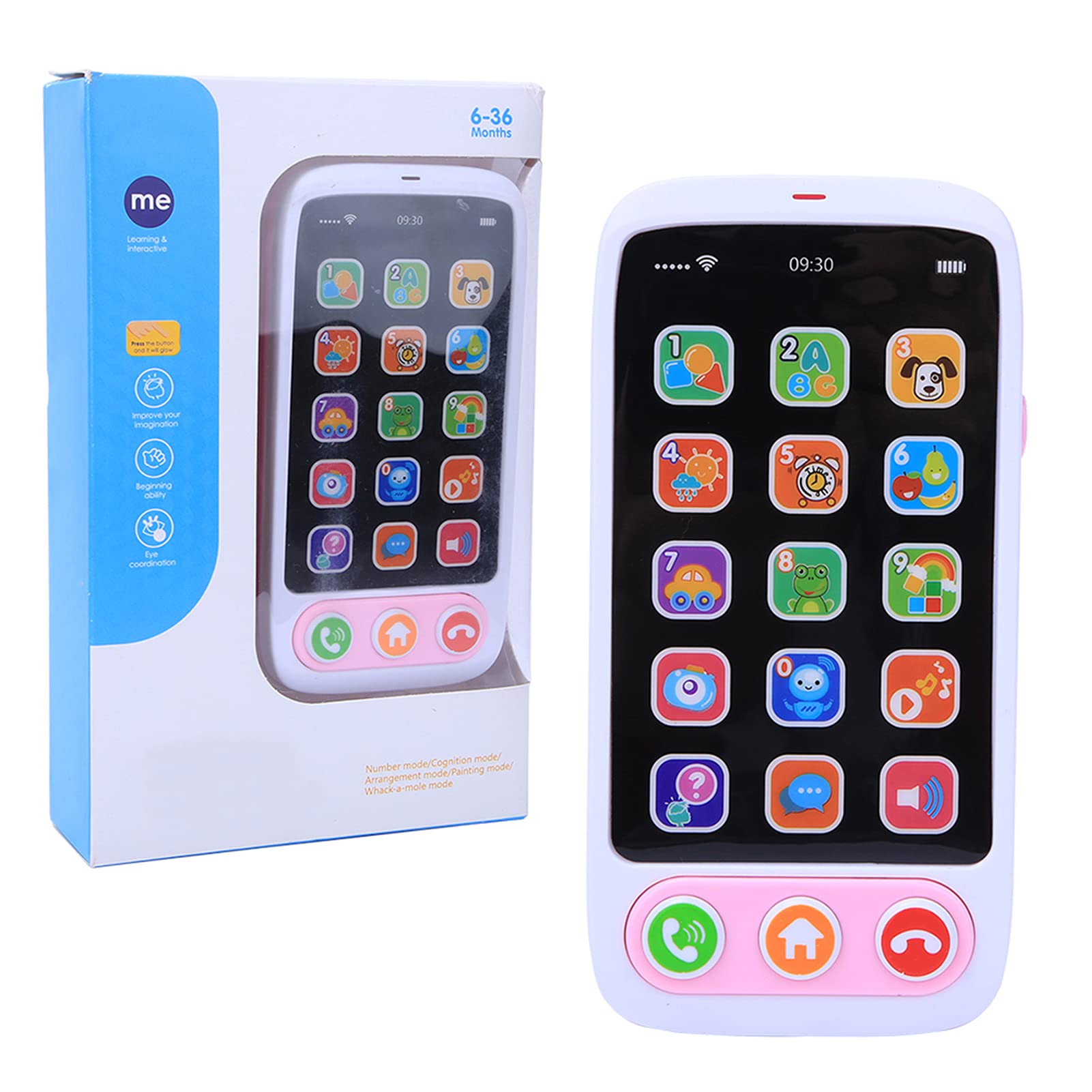 **Kids Smartphone Toy - Light Up & Music Educational Learning Phone for Toddlers, Pretend Play Call & Chat Toy for Children (Pink) - Perfect for Role Play & Early Learning Fun**