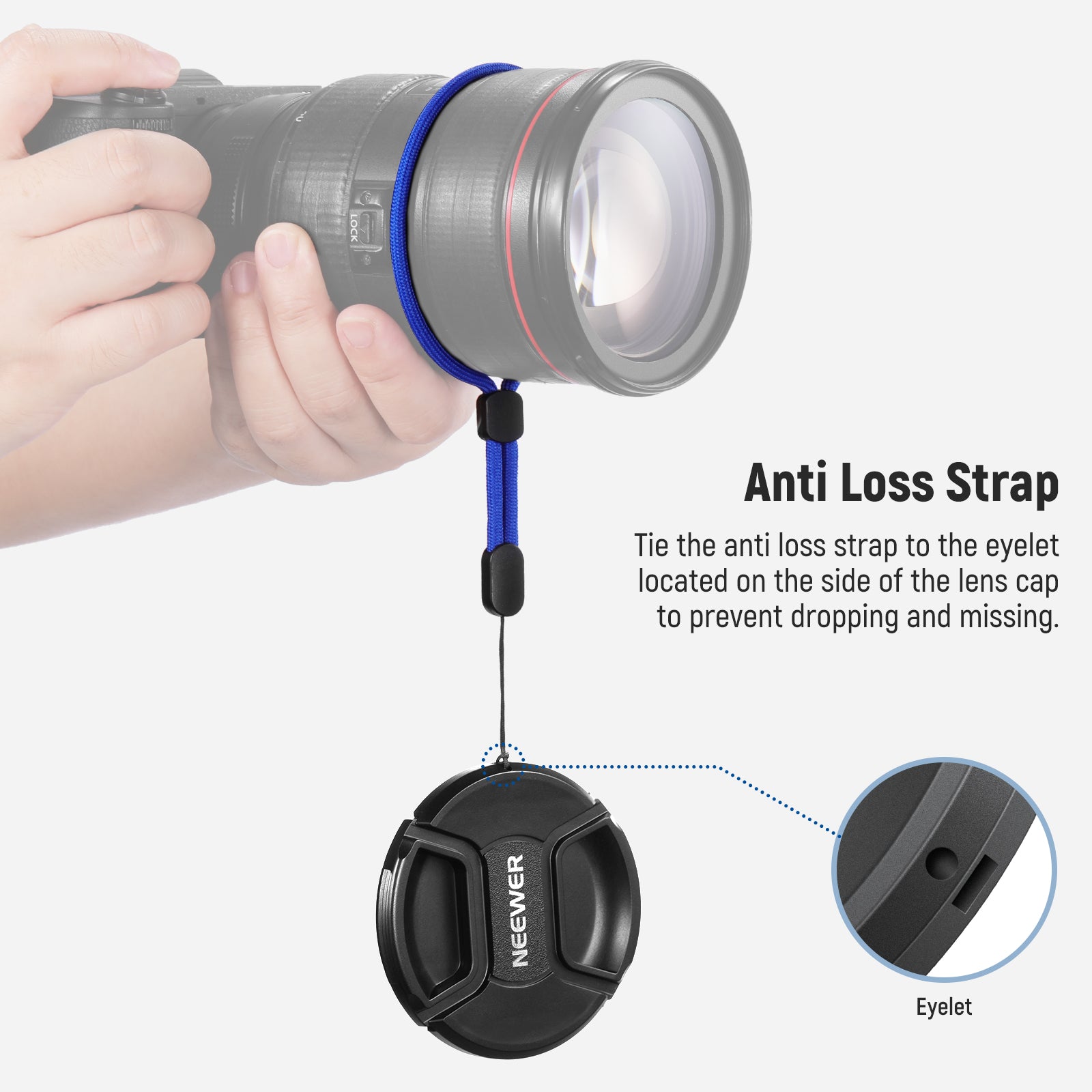 NEEWER 2 Pack Camera Lens Cap Kit - Universal DSLR & Mirrorless Camera Lens Cover - Dust & Scratch Protection for Photography & Videography (Perfect for Travel, Outdoor Shooting & Studio Use)