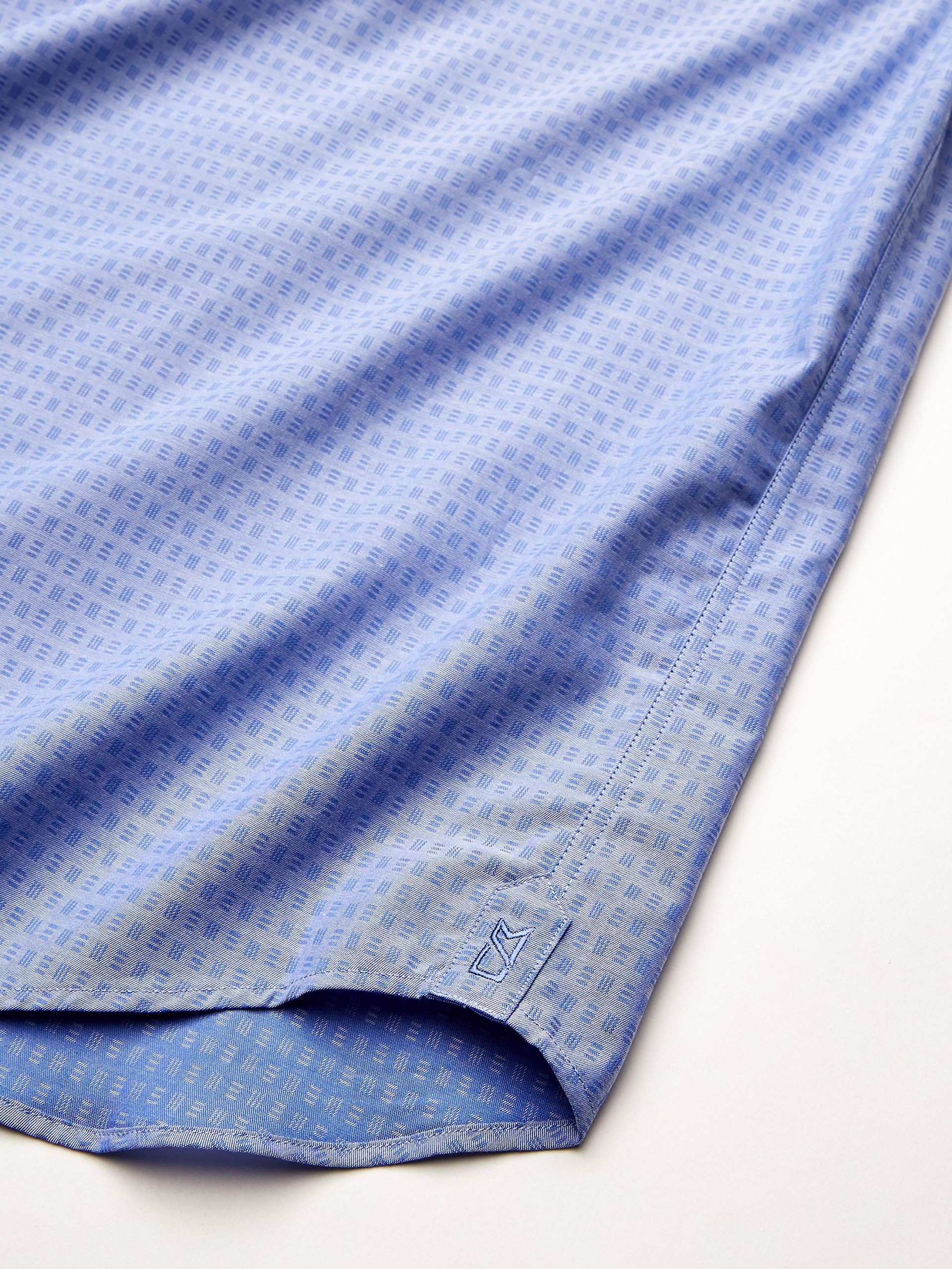 Cutter & Buck Men's Short Sleeve Jacquard Button-Up Shirt | Classic Three Bars Design | Perfect for Business Casual & Office Wear