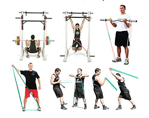 41 Inch Exercise Resistance Bands Set - 6 Adjustable Tension Levels (15-35lbs) for Strength Training, Pull Ups, Arms, Shoulders, Chest, Abs & Legs Workout - Ideal for Home Gym, Yoga, Pilates & Physical Therapy (Red)