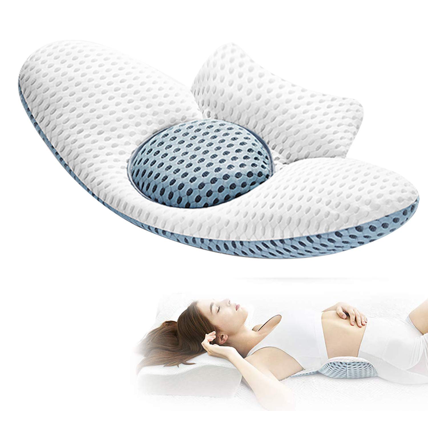 Idle Hippo Lumbar Support Pillow for Sleeping - Adjustable 3D Back Cushion for Sciatica & Waist Pain Relief - Ergonomic Design for Side, Back & Stomach Sleepers - Perfect for Bed Rest, Office Chair & Car Seat Comfort