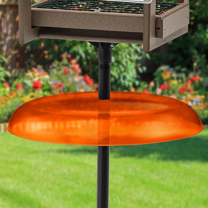 Duncraft Orange Squirrel Baffle for Bird Feeders - Made in USA - Durable Pole Mounted Squirrel Guard for Outdoor Bird Watching & Garden Protection
