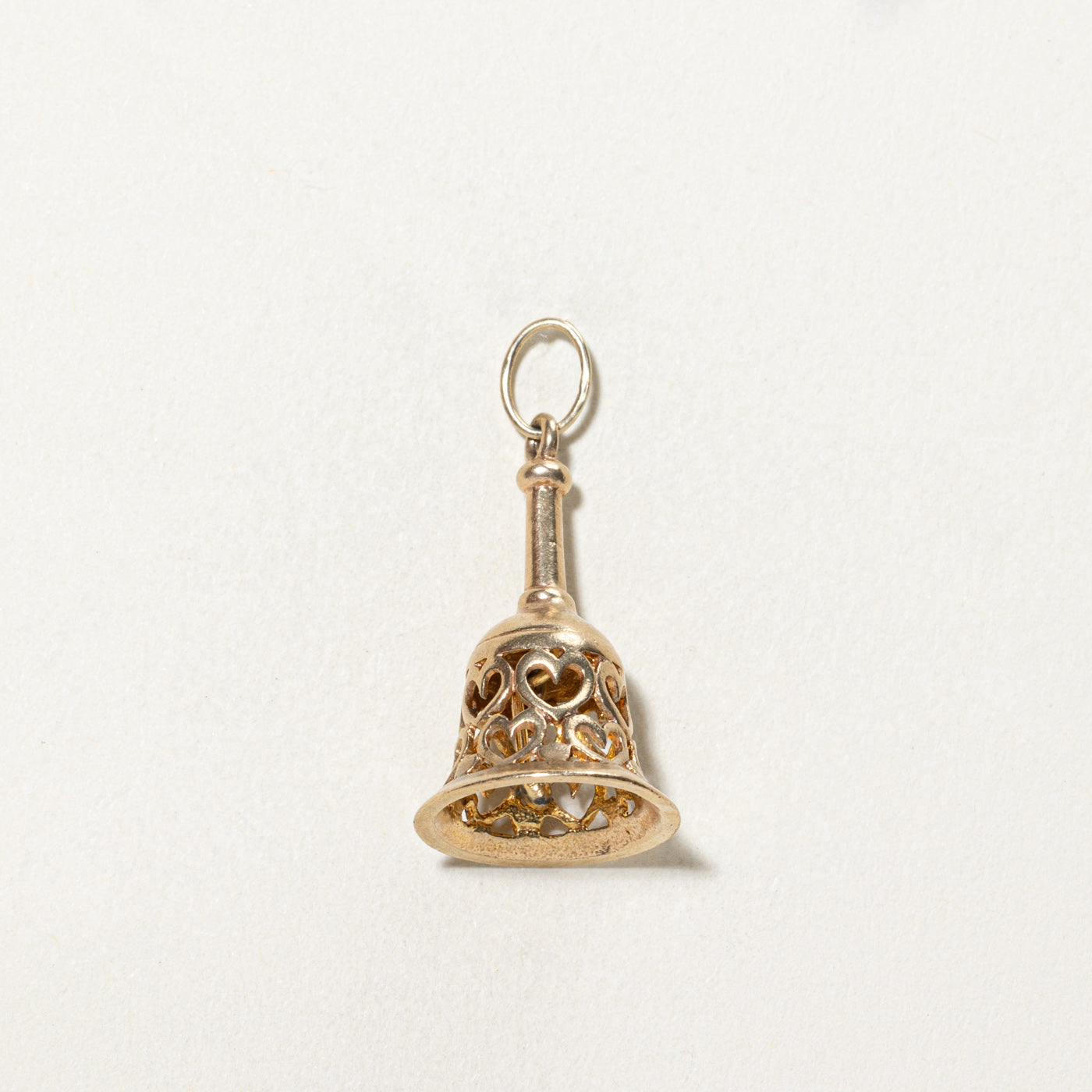9K Yellow Gold Heart Bell Charm Pendant - Elegant Jewelry for Necklaces & Bracelets - Perfect for Gifts, Anniversaries, and Special Occasions
