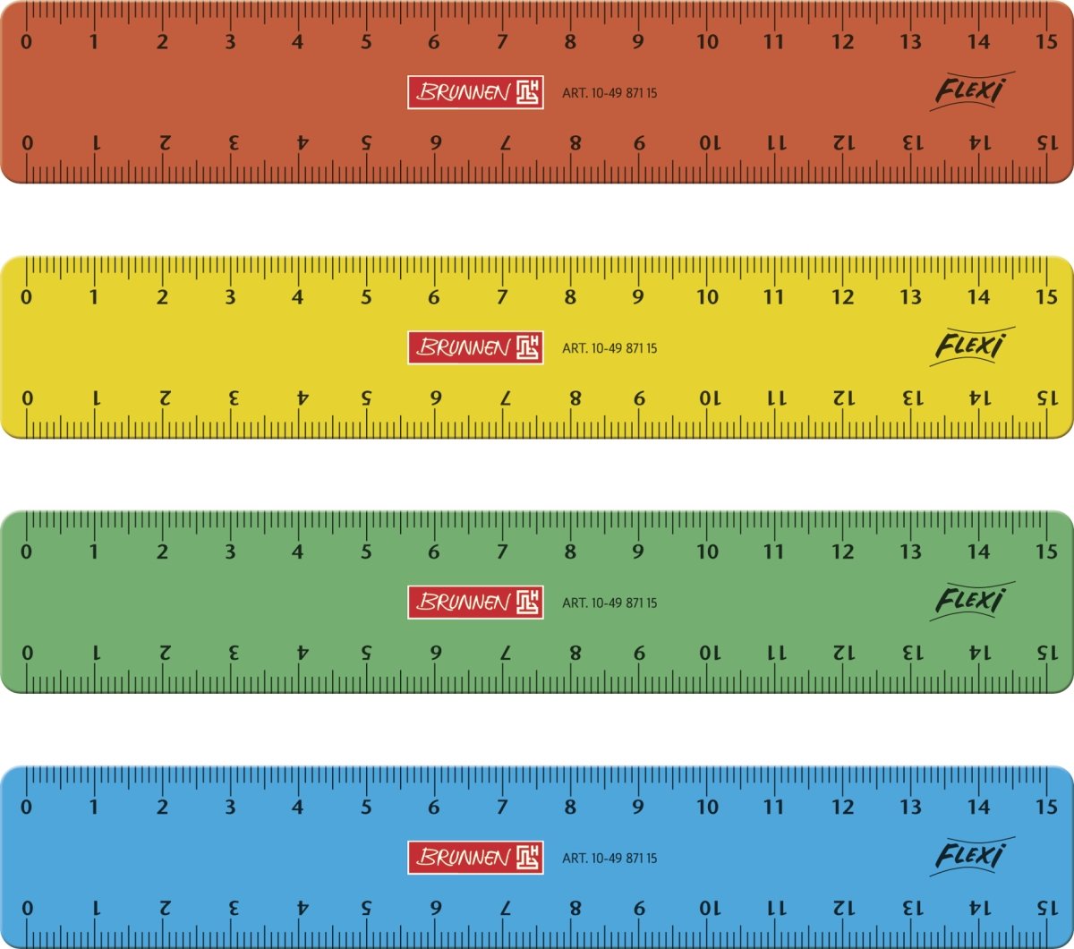 Baier & Schneider Brunnen 104987115 Flexible Ruler 15cm - Unbreakable School & Office Ruler for Left & Right Handed Users - Perfect for Math, Drawing, and Craft Projects