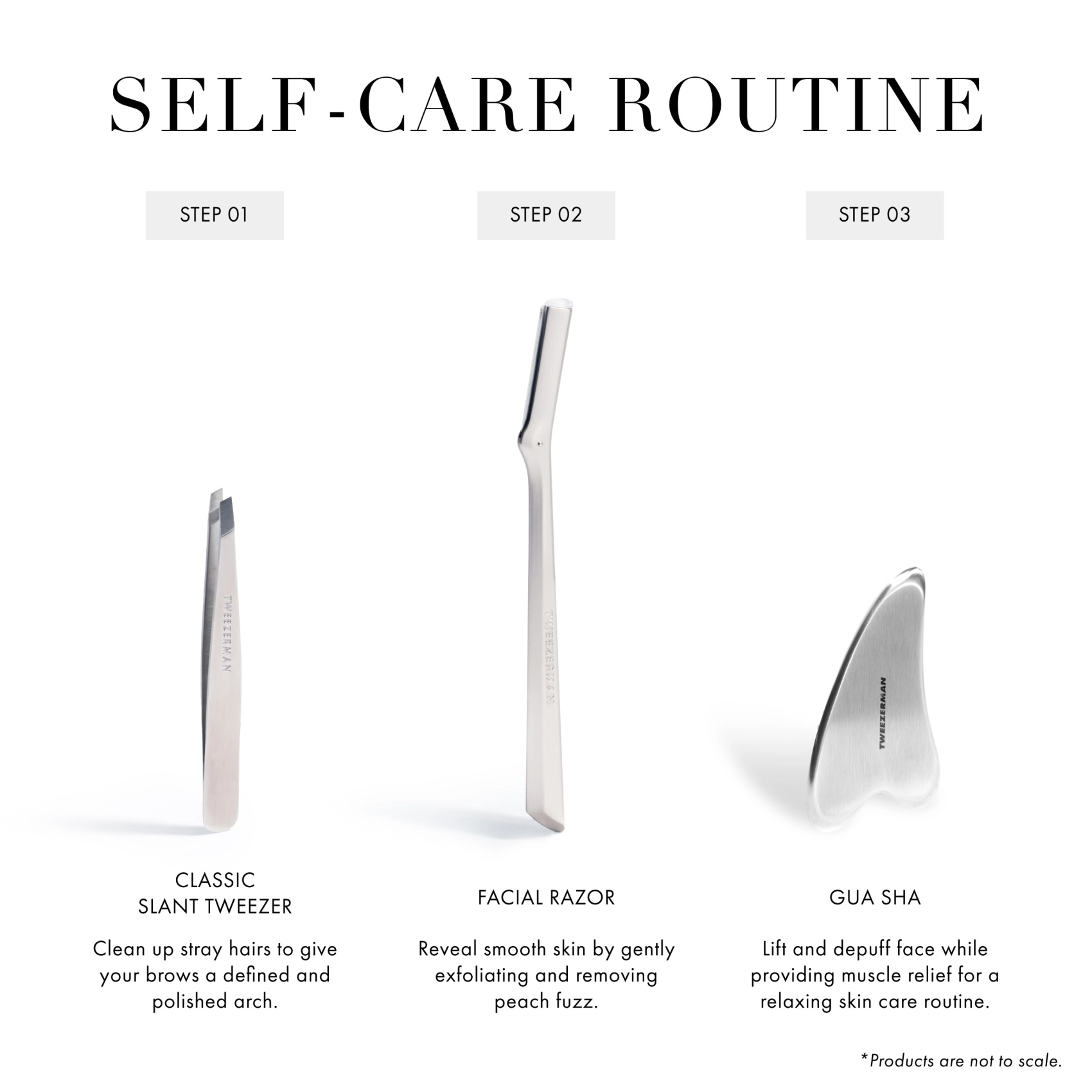 Tweezerman Stainless Steel Gua Sha Tool - Facial Massager for Skin Care, Lymphatic Drainage & Relaxation - Perfect for At-Home Spa & Self-Care Routine