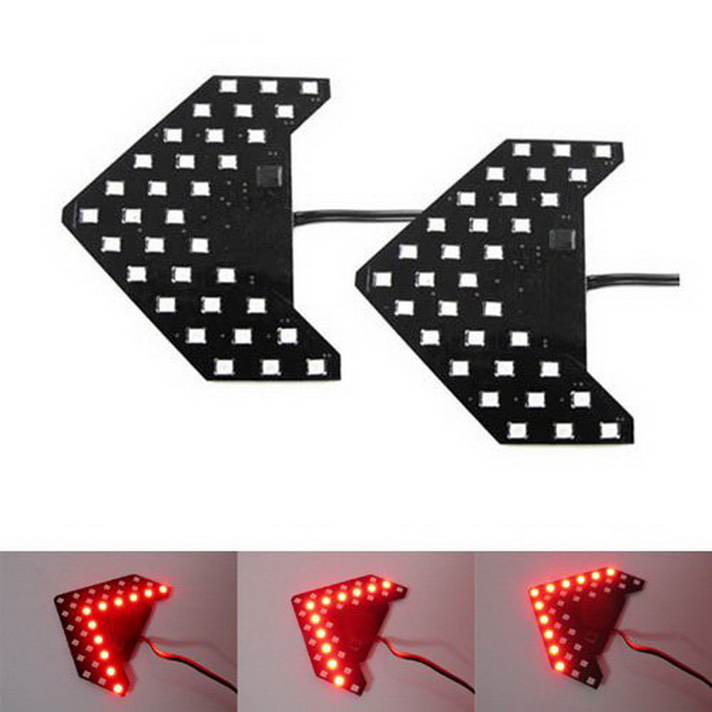 2PCS Super Bright Red 33 SMD Sequential LED Arrow Turn Signal Lights for Car Side Mirrors - Easy Installation, Enhanced Safety for Night Driving & Lane Changes