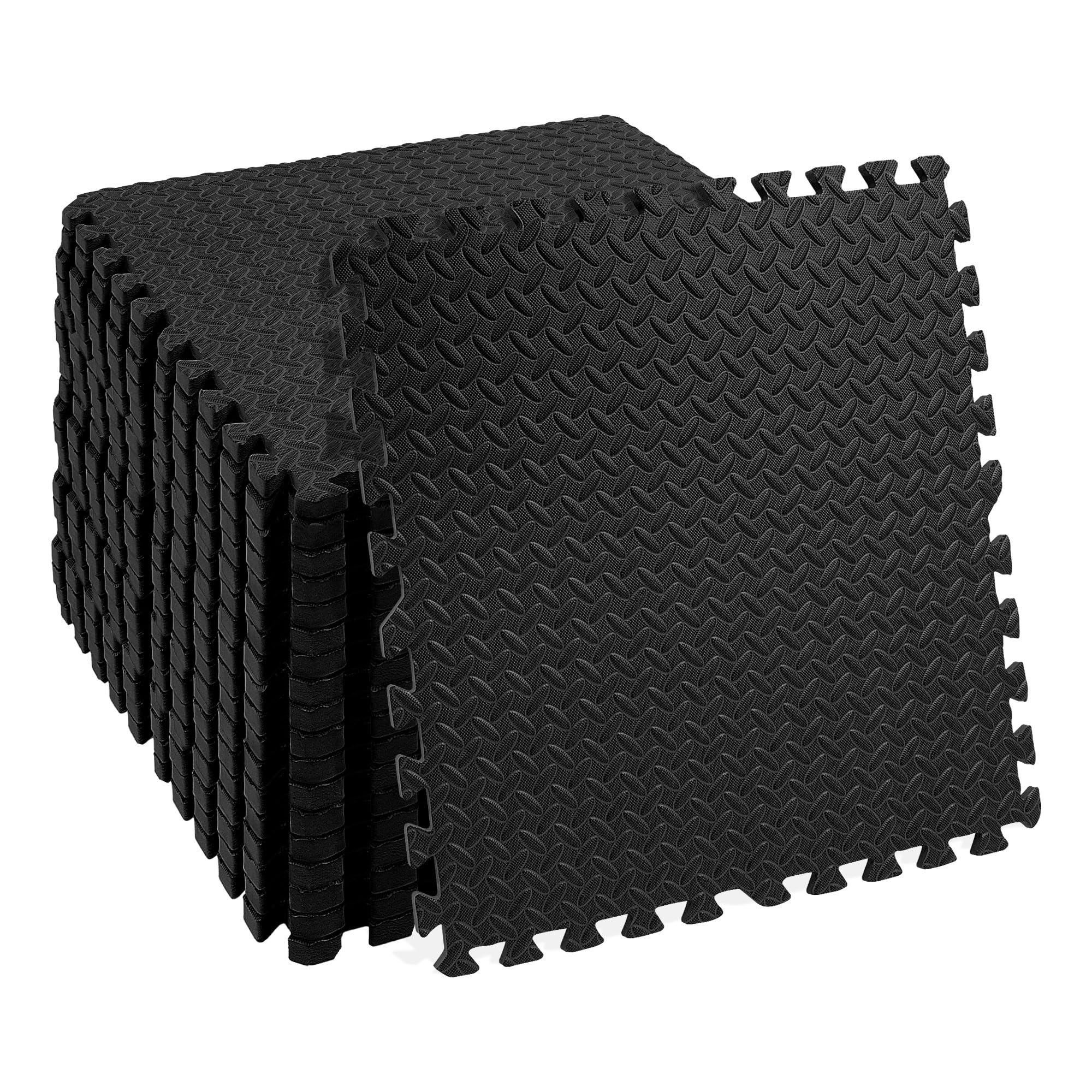 Signature Fitness EVA Foam Interlocking Puzzle Exercise Mat - Non-Slip Floor Tiles for MMA, Yoga, Gymnastics & Home Gym - Multiple Sizes (24