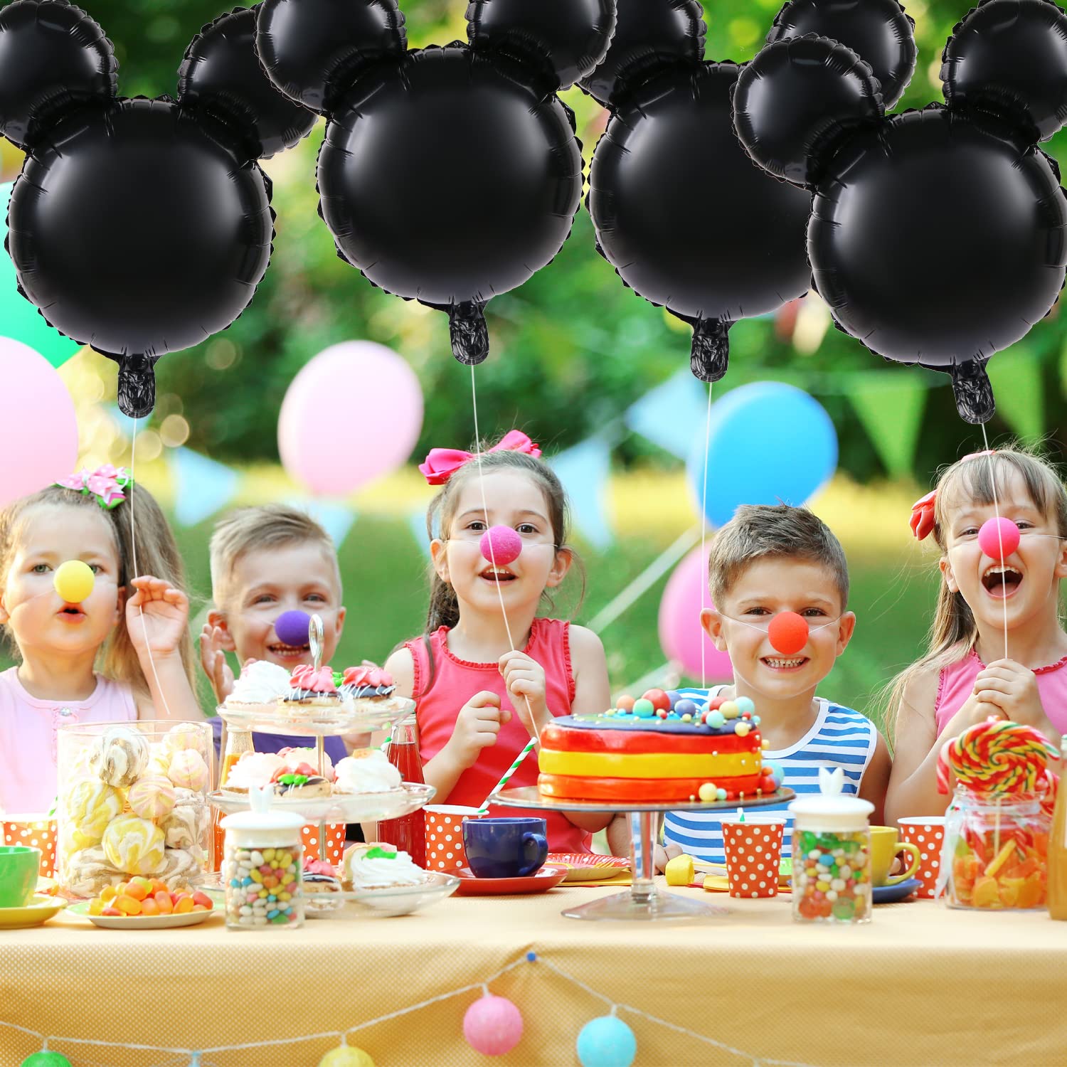LIYDE 6 Pack 24 Inch Black Mouse Head Foil Balloons for Birthday Party Decorations, Baby Shower Decor - Perfect for Disney Themed Parties, Kids Room Decor & Photo Backdrops