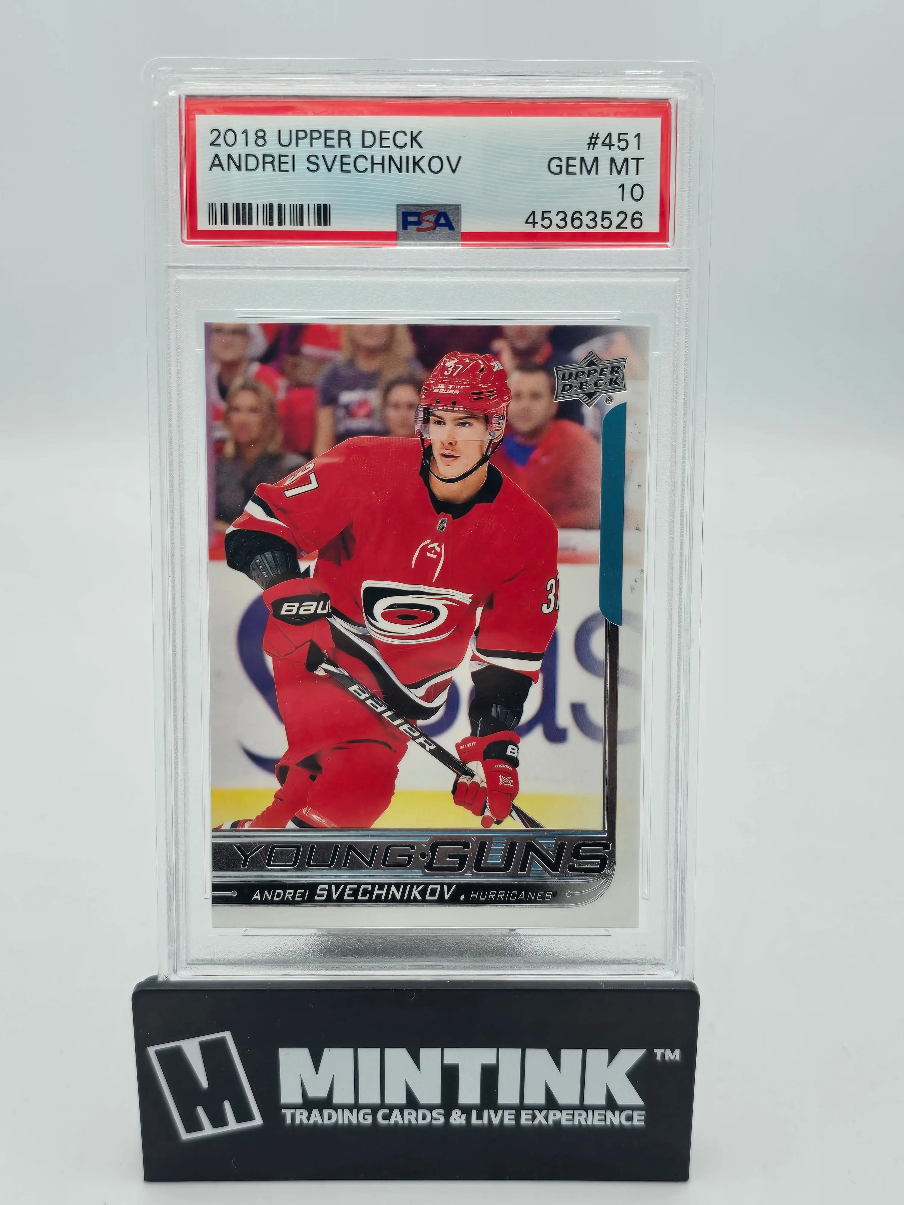 2018-19 Upper Deck Series 2 Hockey Andrei Svechnikov Young Guns Rookie Card PSA 10 Gem Mint - Perfect for Hockey Collectors and NHL Fans Display