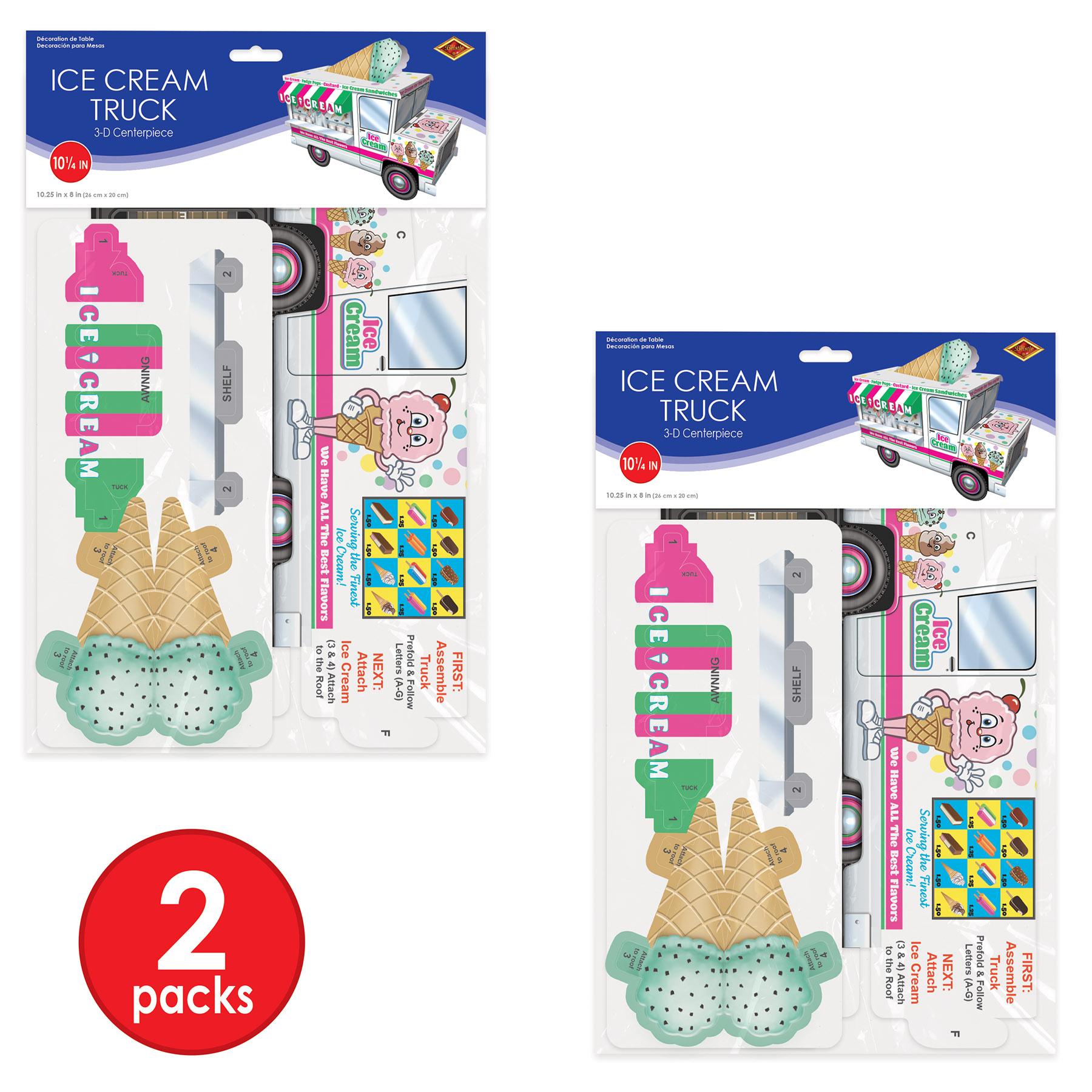 12 Pack Beistle 3D Ice Cream Truck Party Centerpieces - Perfect for Birthday Decorations, Summer Parties & Ice Cream Themed Events